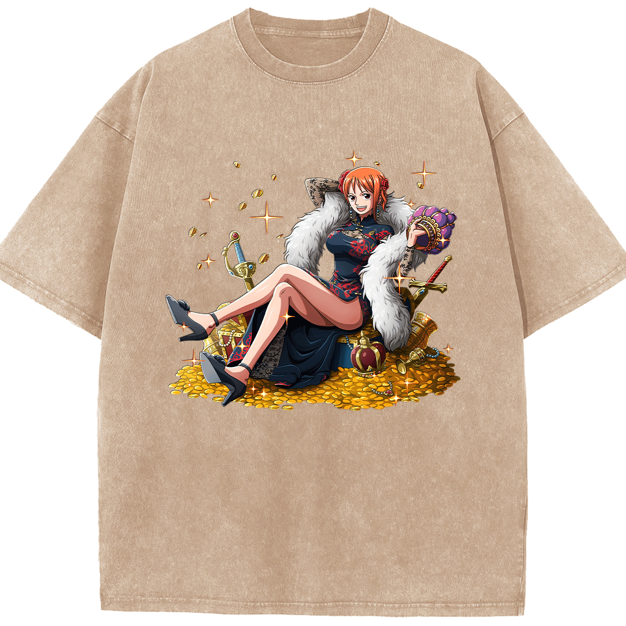 ワンピース ナミ ONE PIECE Nami 綿100% ヴィンテージ風 半袖Tシャツ（フロントプリント）