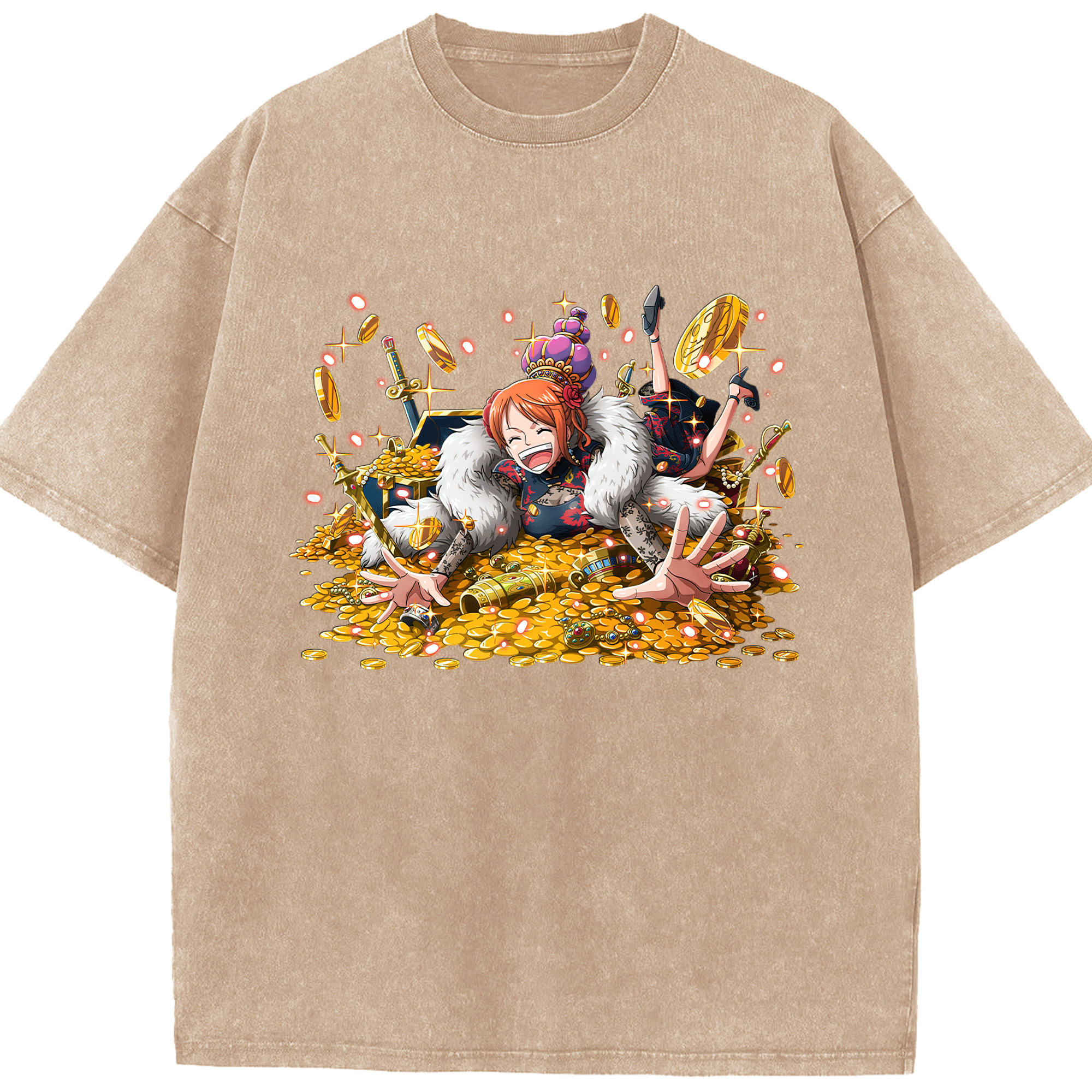 ワンピース ナミ ONE PIECE Nami 綿100% ヴィンテージ風 半袖Tシャツ（フロントプリント）