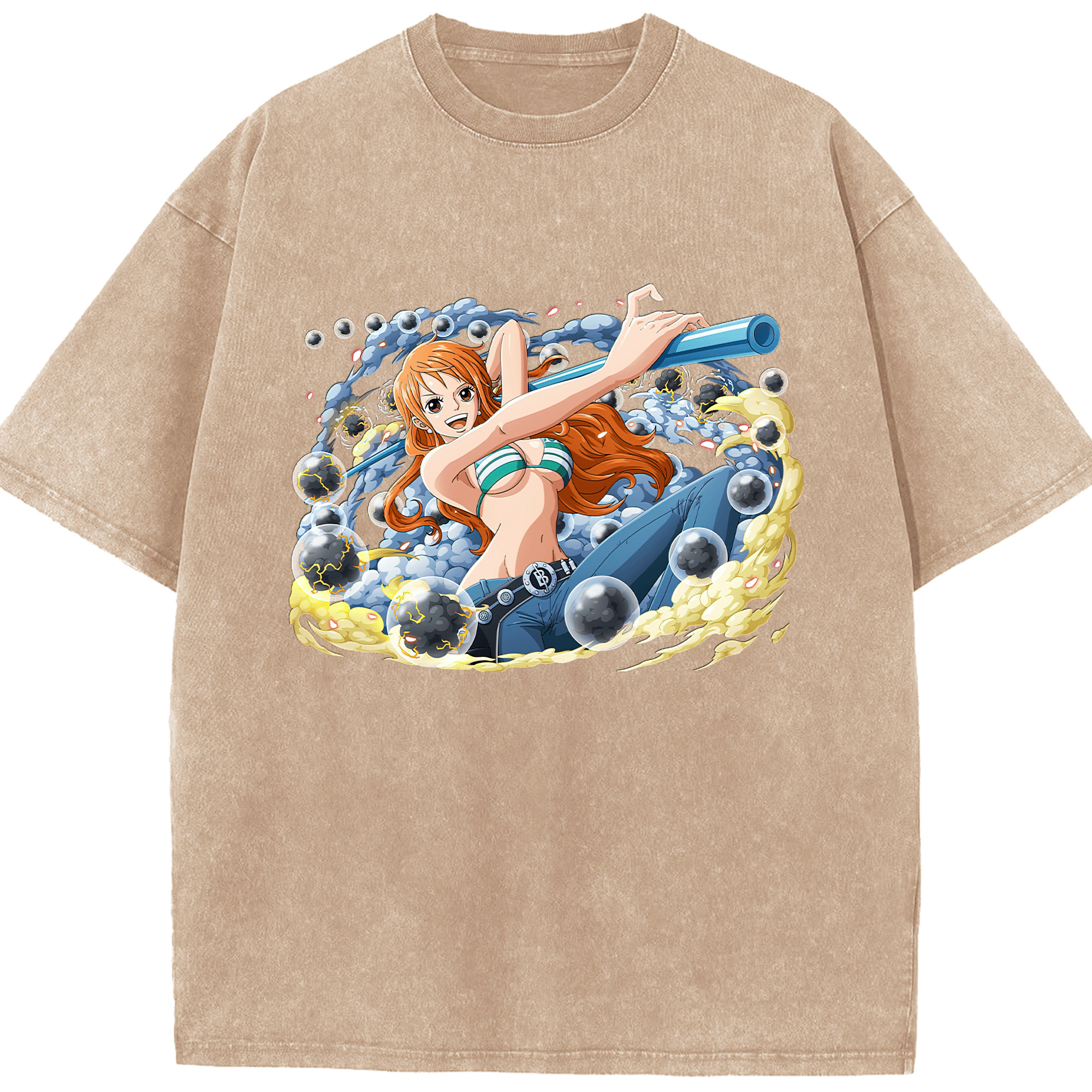 ワンピース ナミ ONE PIECE Nami 綿100% ヴィンテージ風 半袖Tシャツ（フロントプリント）