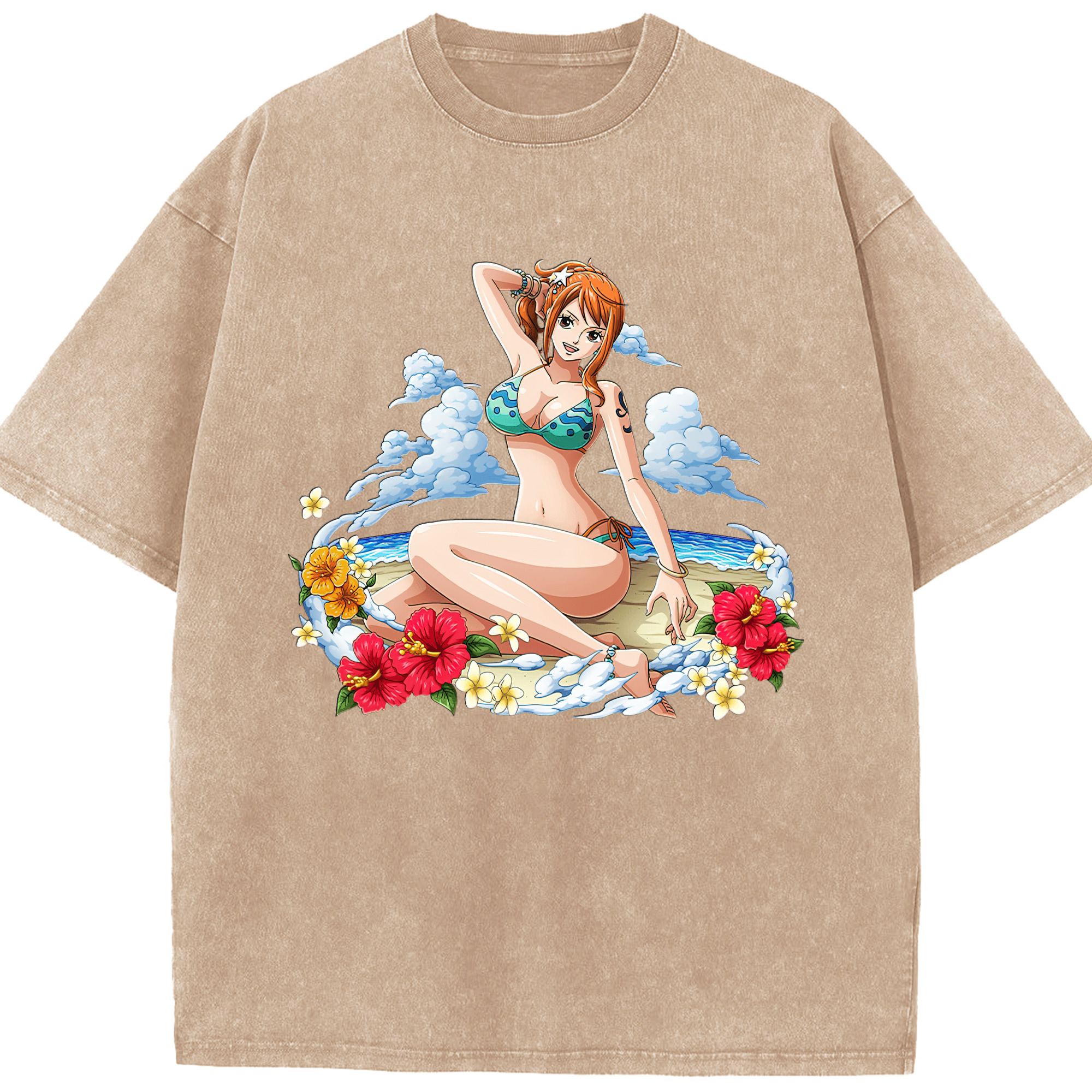 ワンピース ナミ ONE PIECE Nami 綿100% ヴィンテージ風 半袖Tシャツ（フロントプリント）