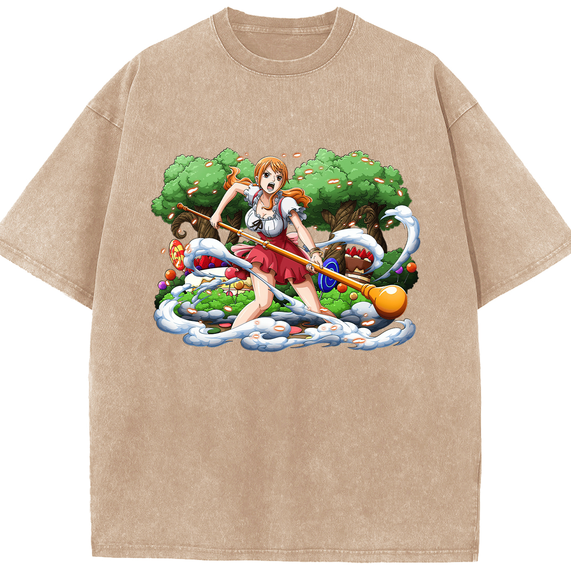 ワンピース ナミ ONE PIECE Nami 綿100% ヴィンテージ風 半袖Tシャツ（フロントプリント）