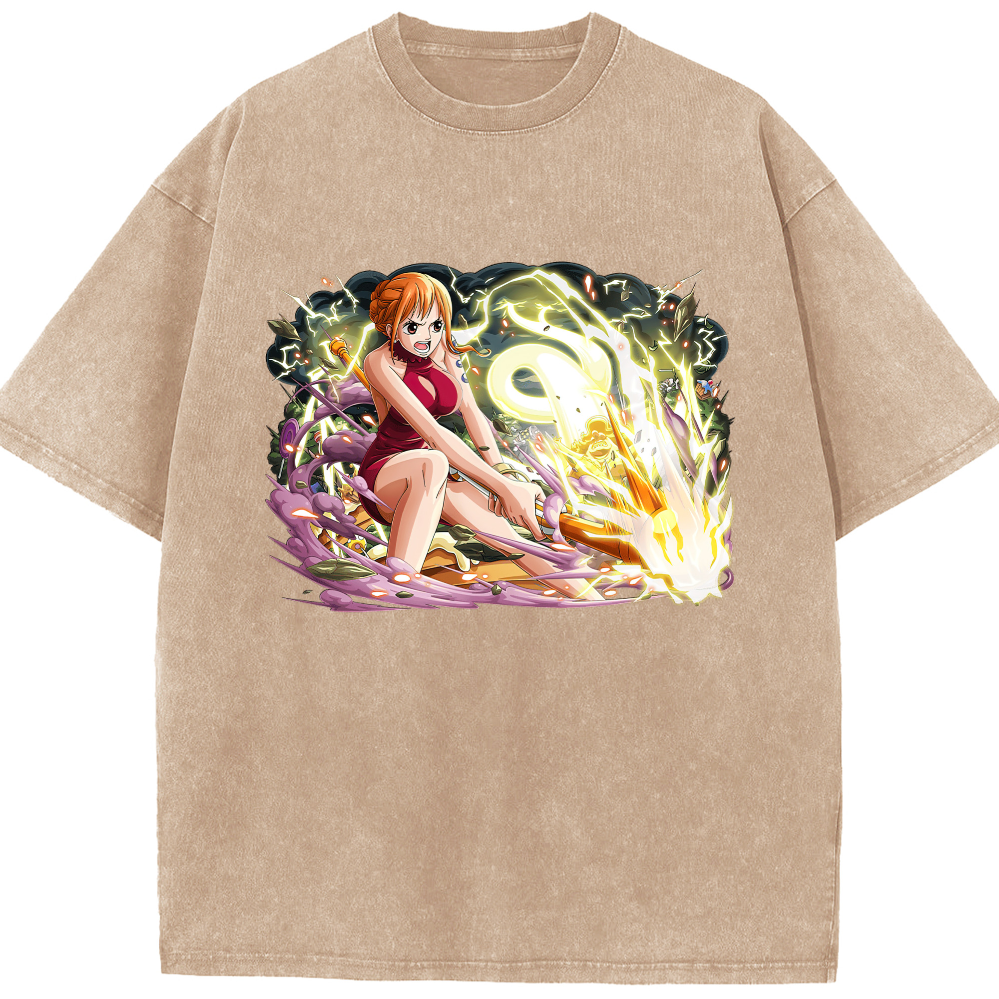 ワンピース ナミ ONE PIECE Nami 綿100% ヴィンテージ風 半袖Tシャツ（フロントプリント）