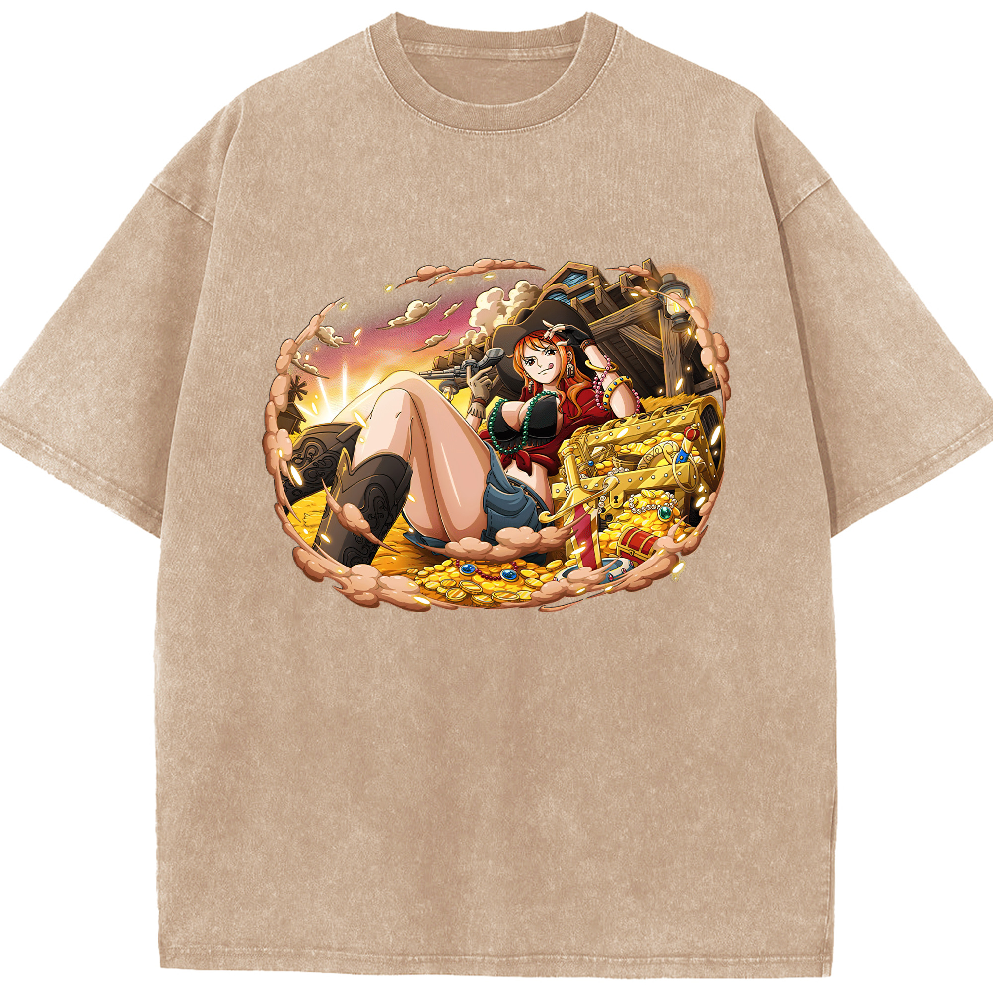 ワンピース ナミ ONE PIECE Nami 綿100% ヴィンテージ風 半袖Tシャツ（フロントプリント）