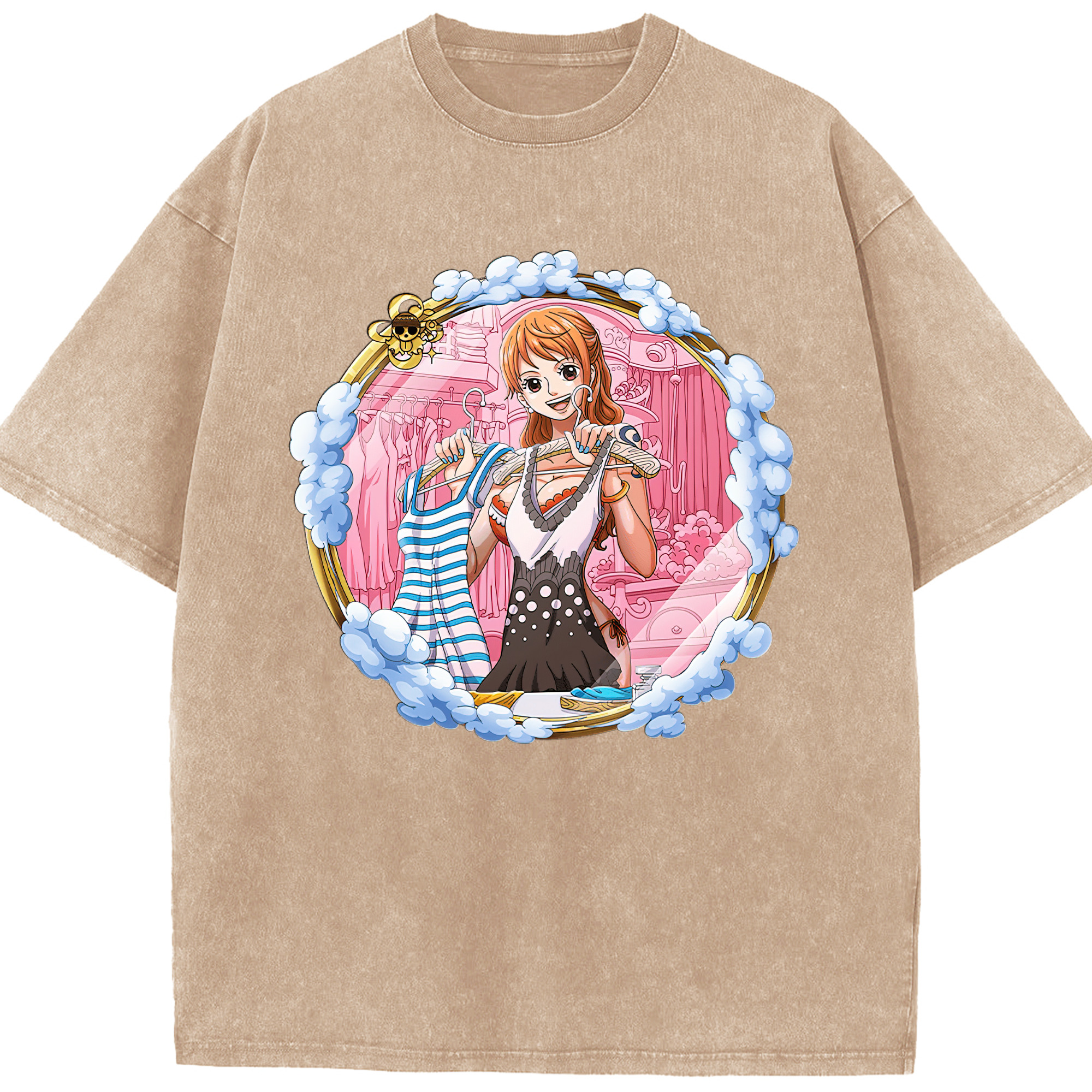 ワンピース ナミ ONE PIECE Nami 綿100% ヴィンテージ風 半袖Tシャツ（フロントプリント）