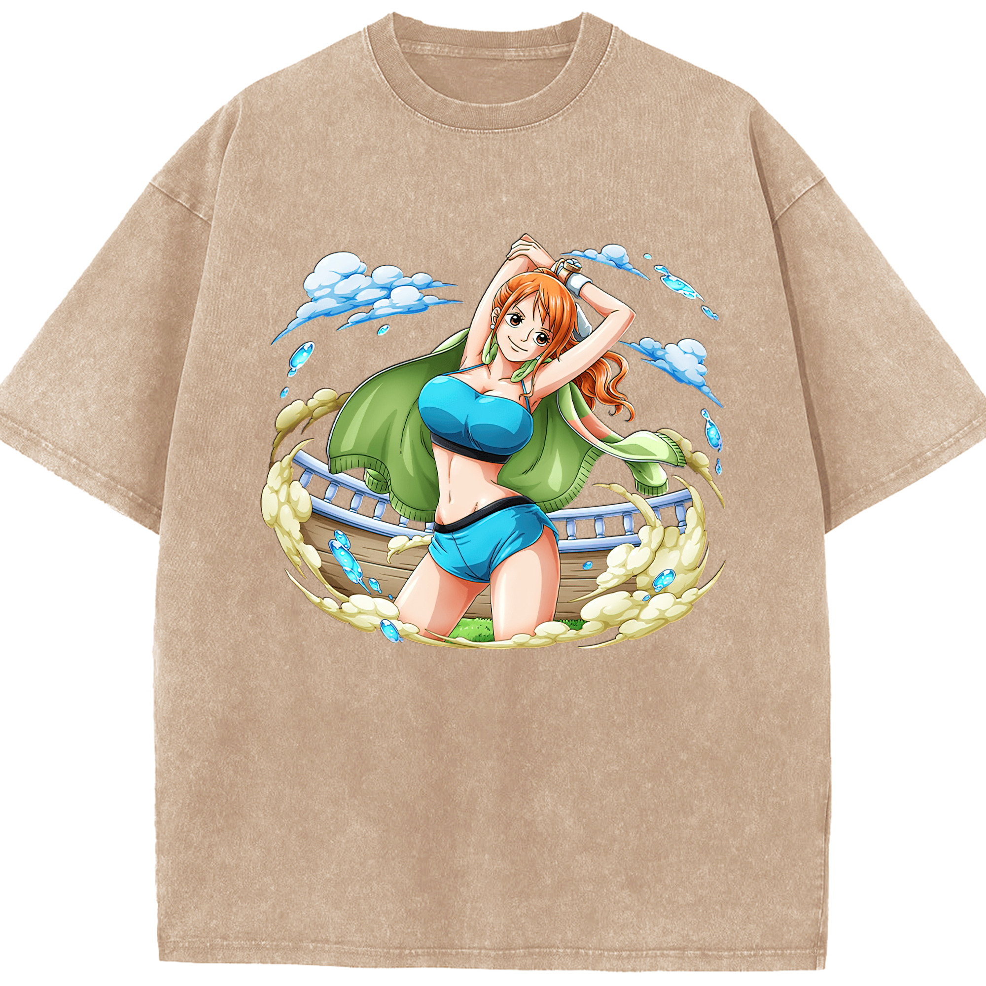 ワンピース ナミ ONE PIECE Nami 綿100% ヴィンテージ風 半袖Tシャツ（フロントプリント）