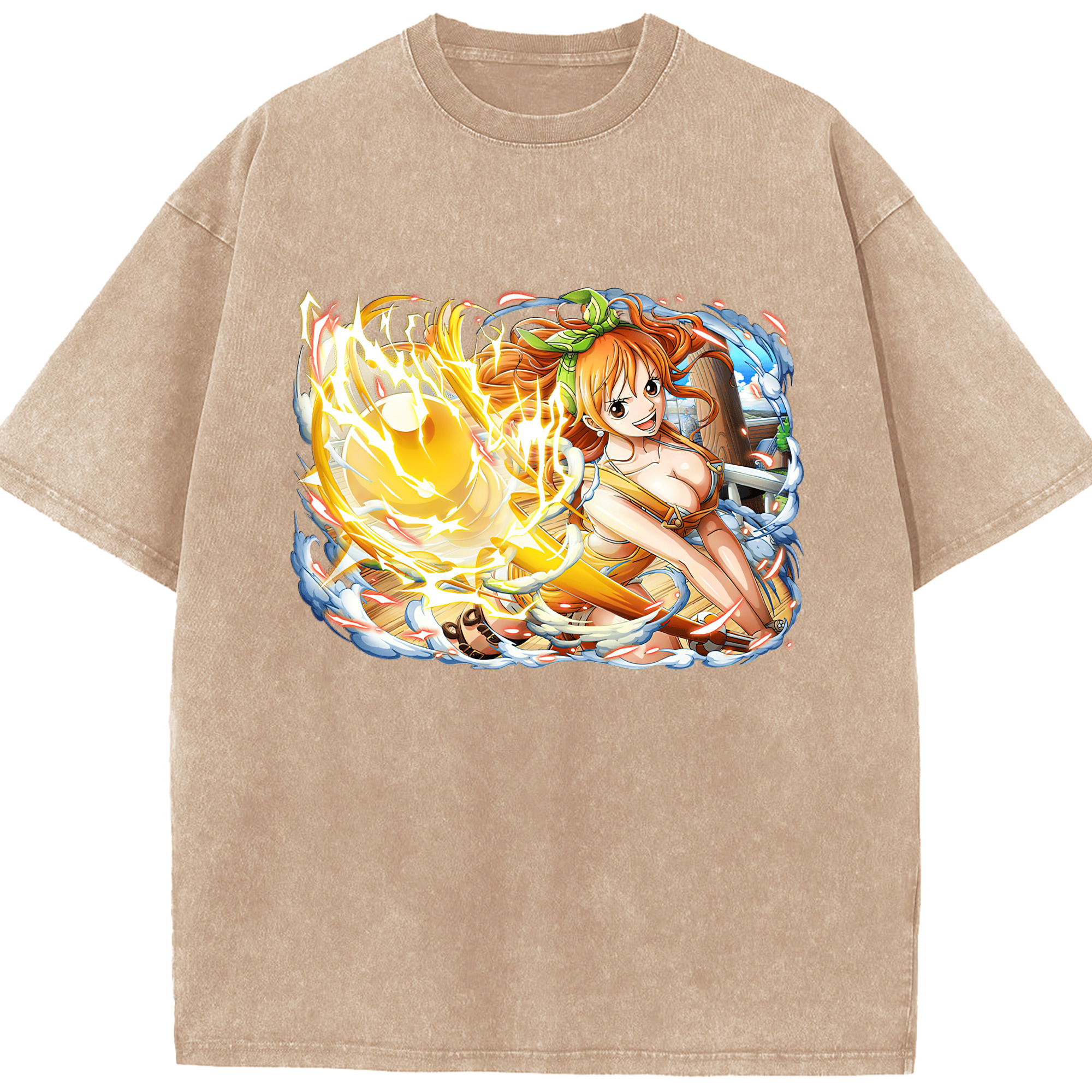 ワンピース ナミ ONE PIECE Nami 綿100% ヴィンテージ風 半袖Tシャツ（フロントプリント）