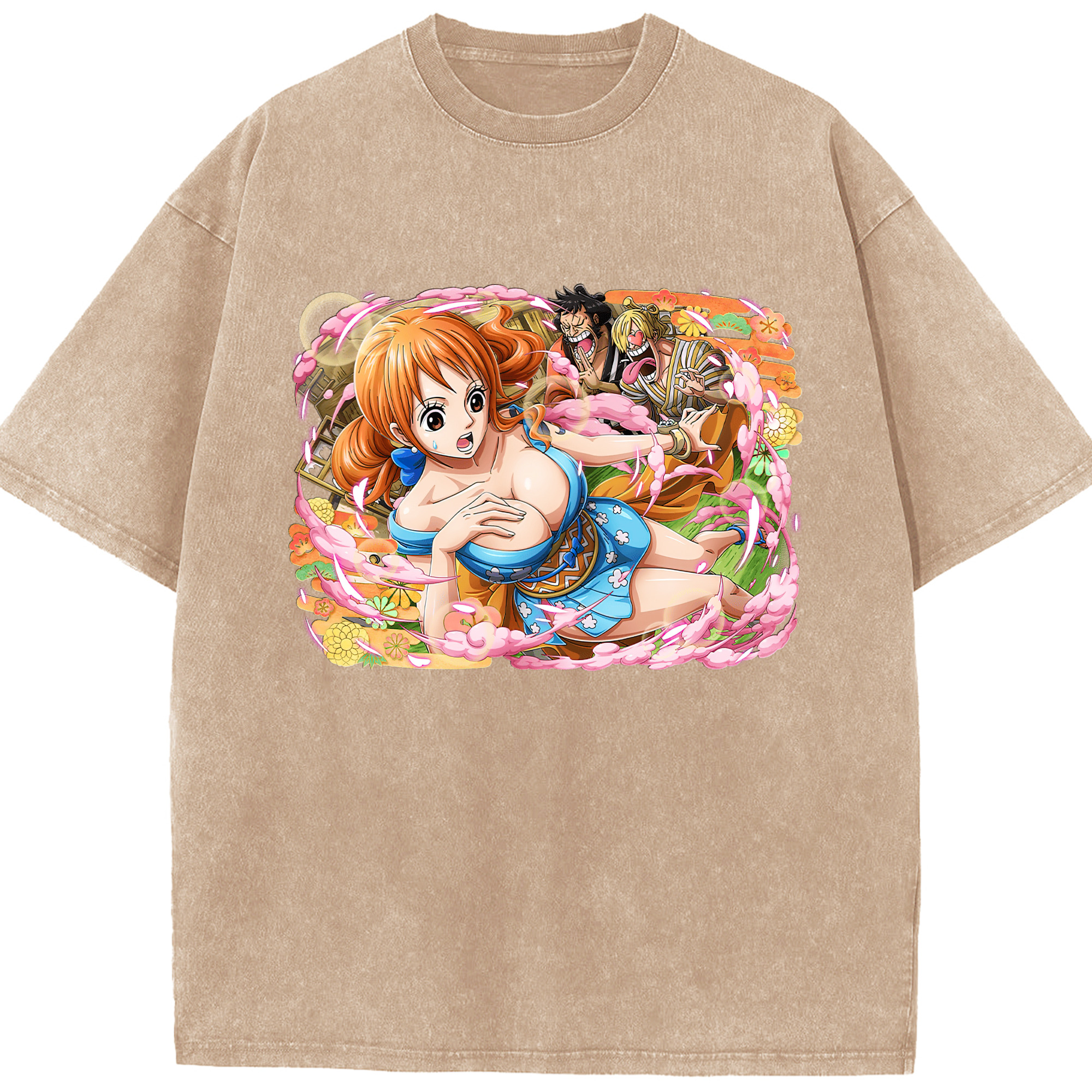 ワンピース ナミ ONE PIECE Nami 綿100% ヴィンテージ風 半袖Tシャツ（フロントプリント）