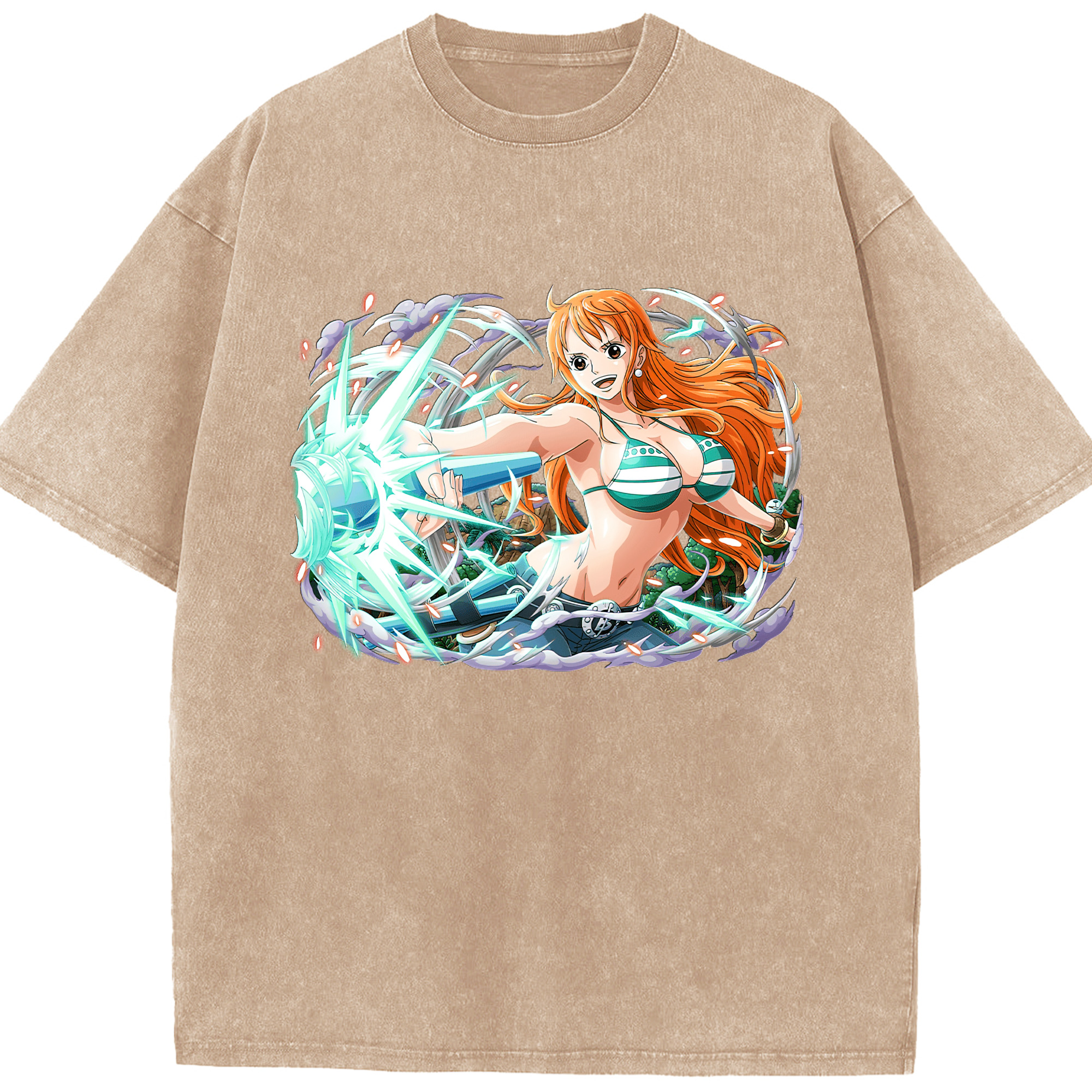 ワンピース ナミ ONE PIECE Nami 綿100% ヴィンテージ風 半袖Tシャツ（フロントプリント）