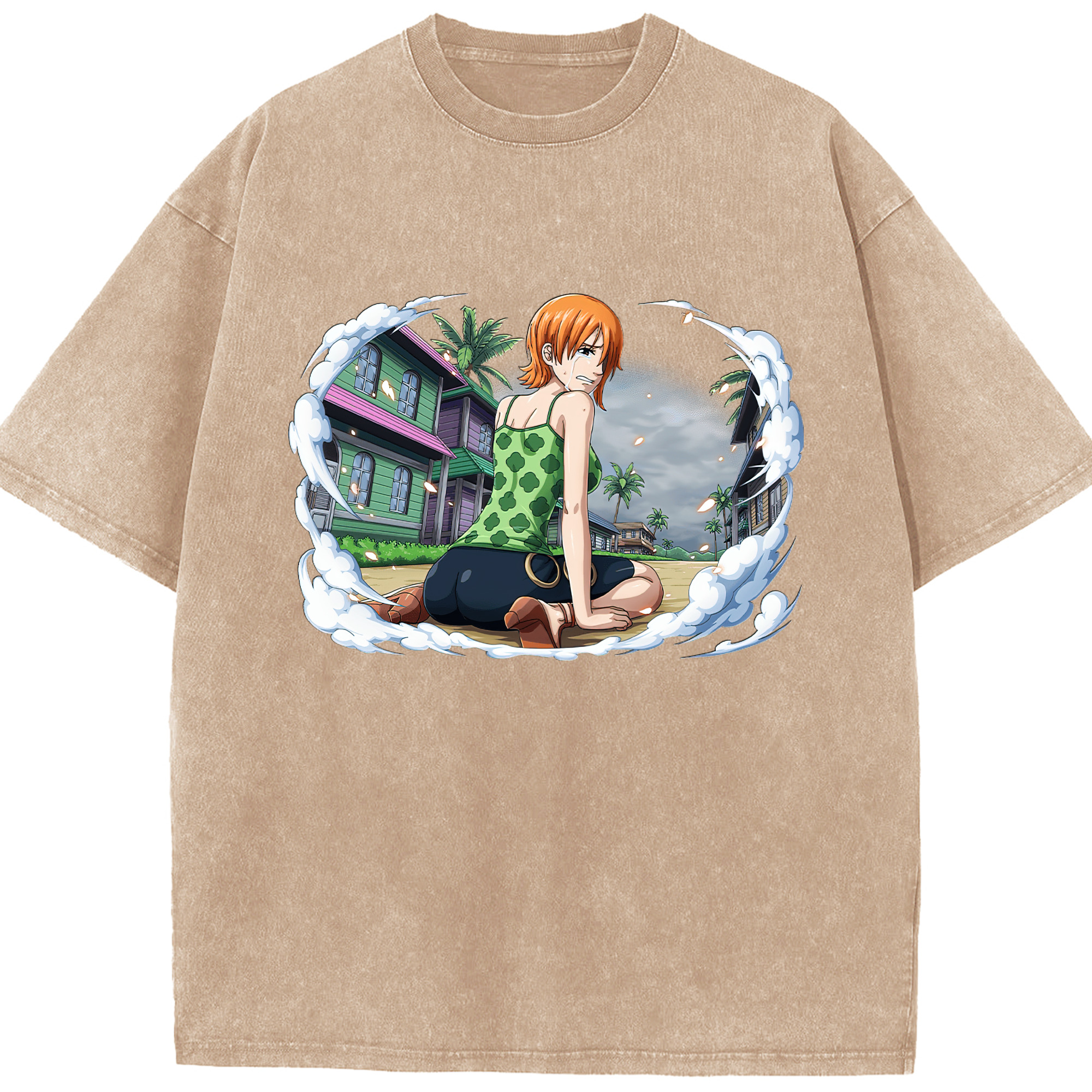 （画像用） ワンピース ナミ ONE PIECE Nami 綿100% ヴィンテージ風 半袖Tシャツ（フロントプリント）