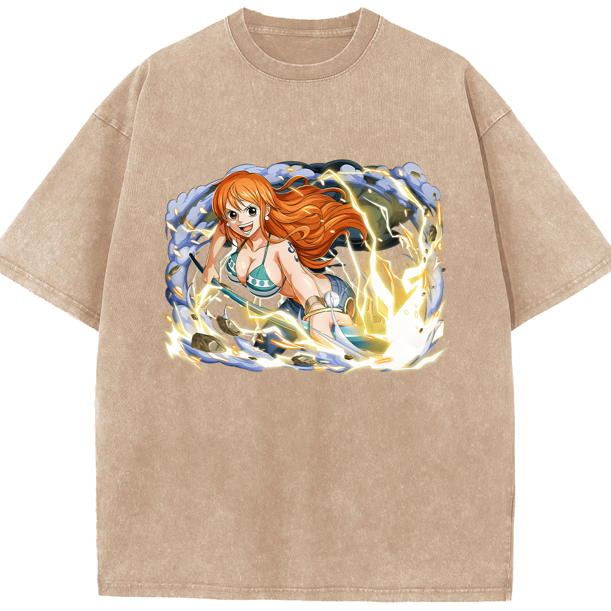 ワンピース ナミ ONE PIECE Nami 綿100% ヴィンテージ風 半袖Tシャツ（フロントプリント）
