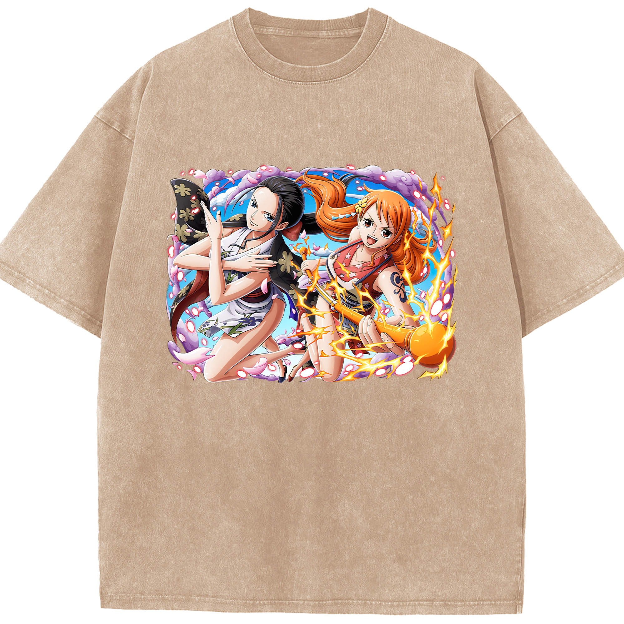 ワンピース ナミ ONE PIECE Nami 綿100% ヴィンテージ風 半袖Tシャツ（フロントプリント）