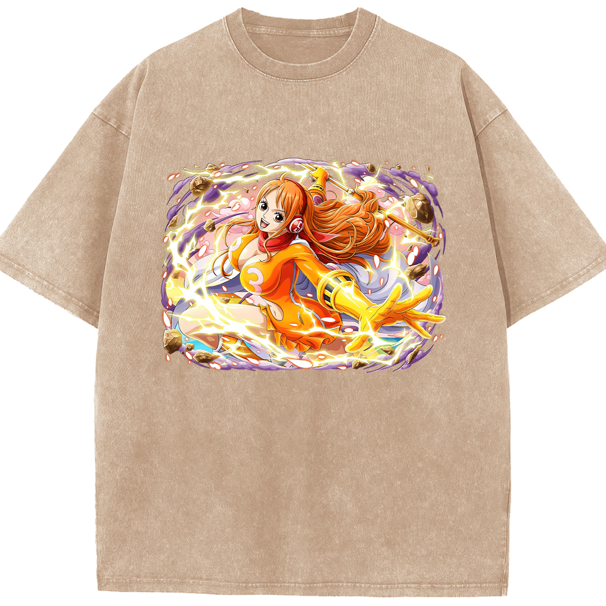 ワンピース ナミ ONE PIECE Nami 綿100% ヴィンテージ風 半袖Tシャツ（フロントプリント）