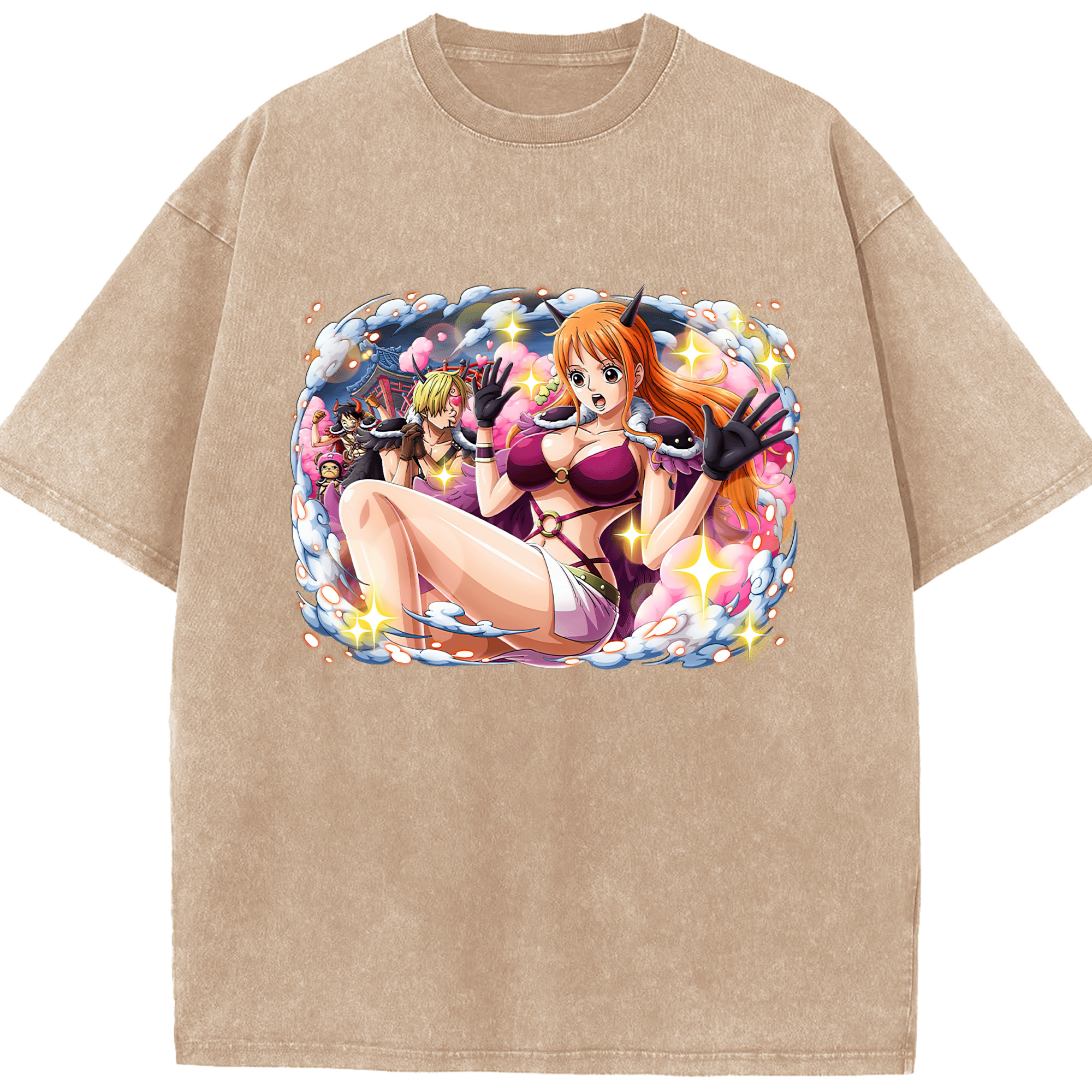 ワンピース ナミ ONE PIECE Nami 綿100% ヴィンテージ風 半袖Tシャツ（フロントプリント）