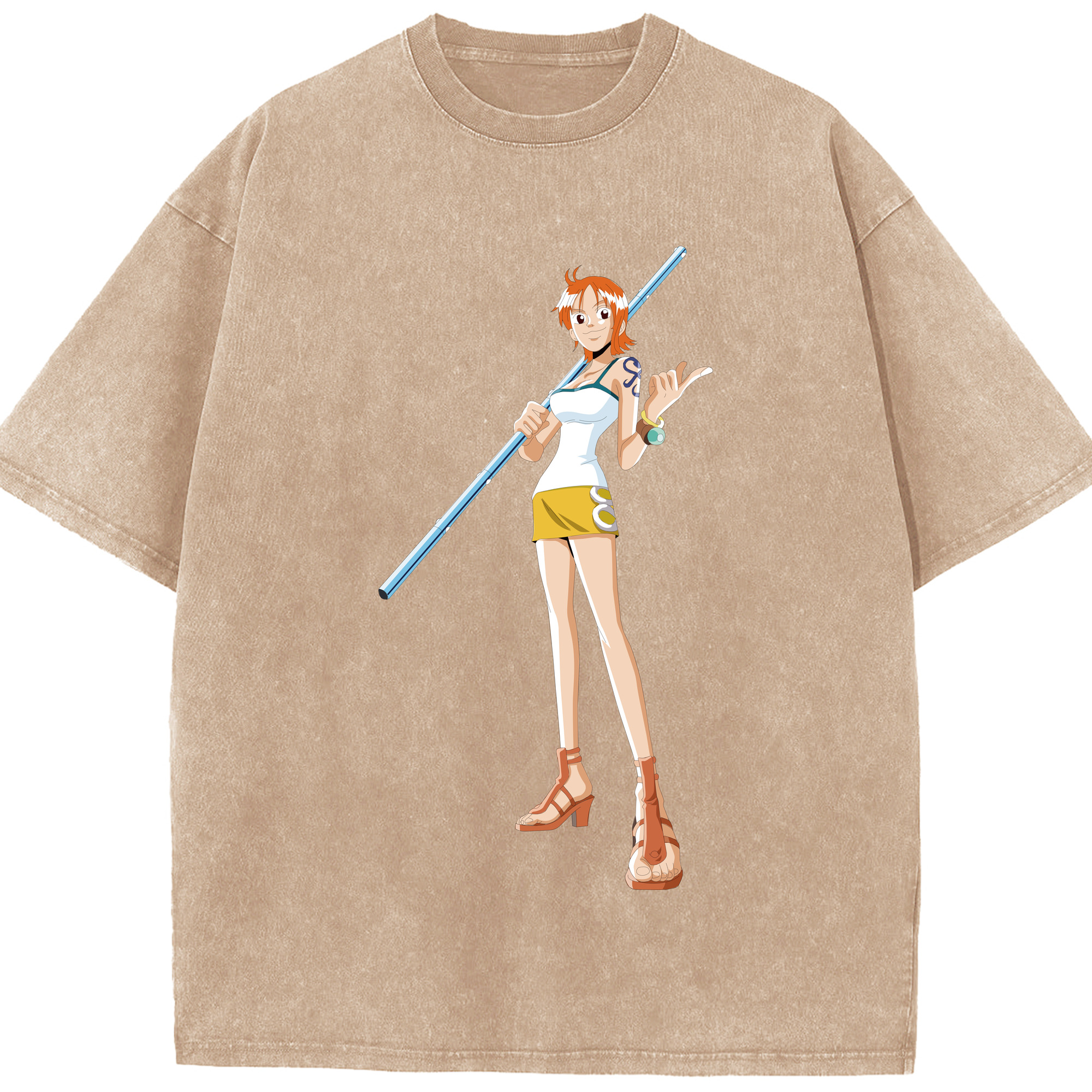 ワンピース ナミ ONE PIECE Nami 綿100% ヴィンテージ風 半袖Tシャツ（フロントプリント）