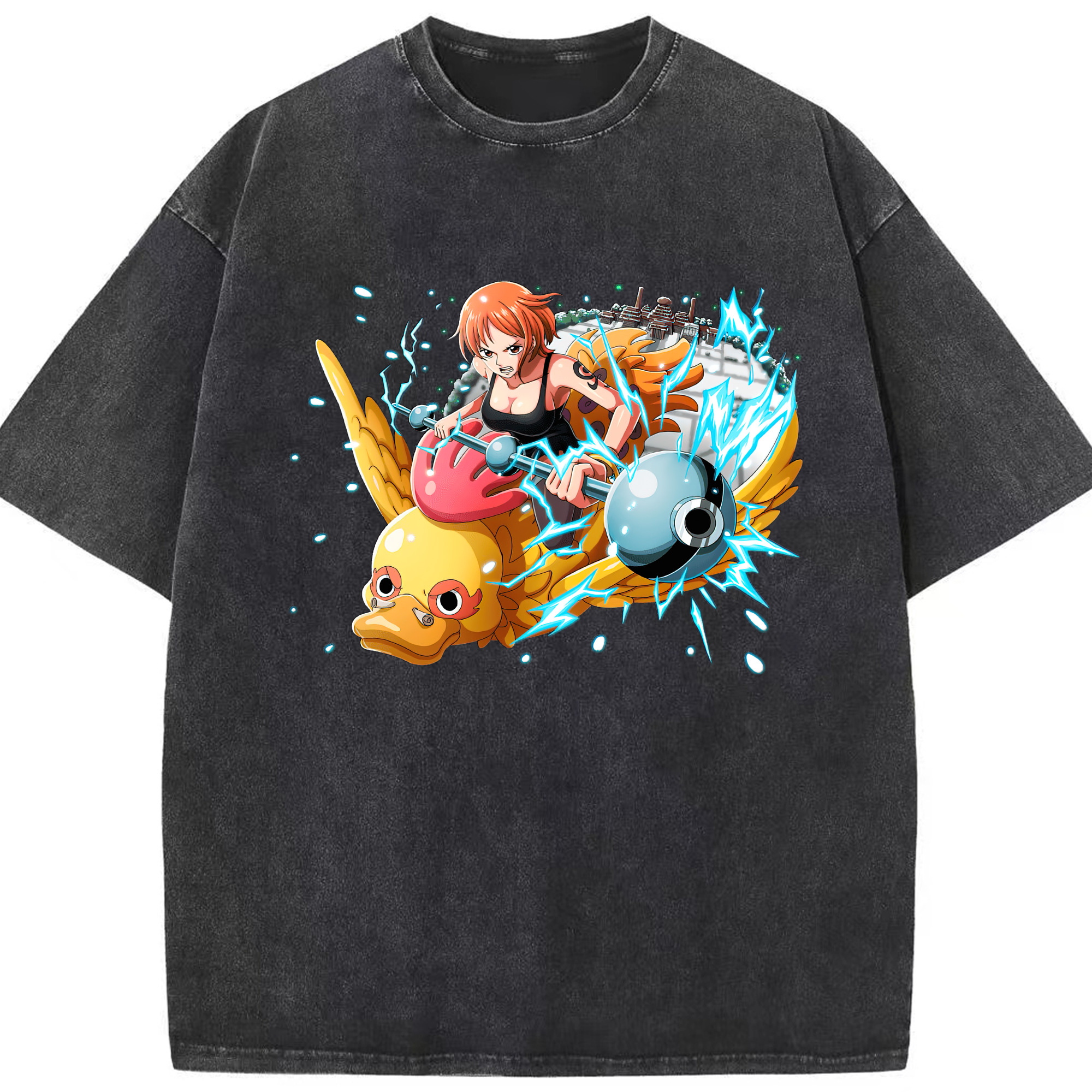 ワンピース ナミ ONE PIECE Nami 綿100% ヴィンテージ風 半袖Tシャツ（フロントプリント）