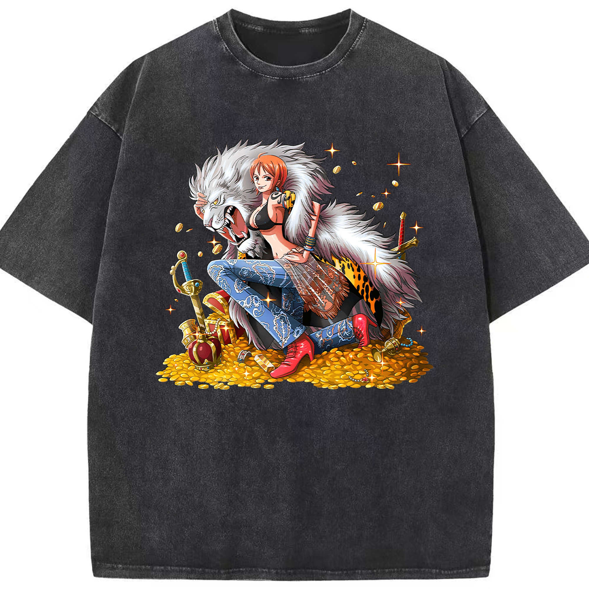 ワンピース ナミ ONE PIECE Nami 綿100% ヴィンテージ風 半袖Tシャツ（フロントプリント）