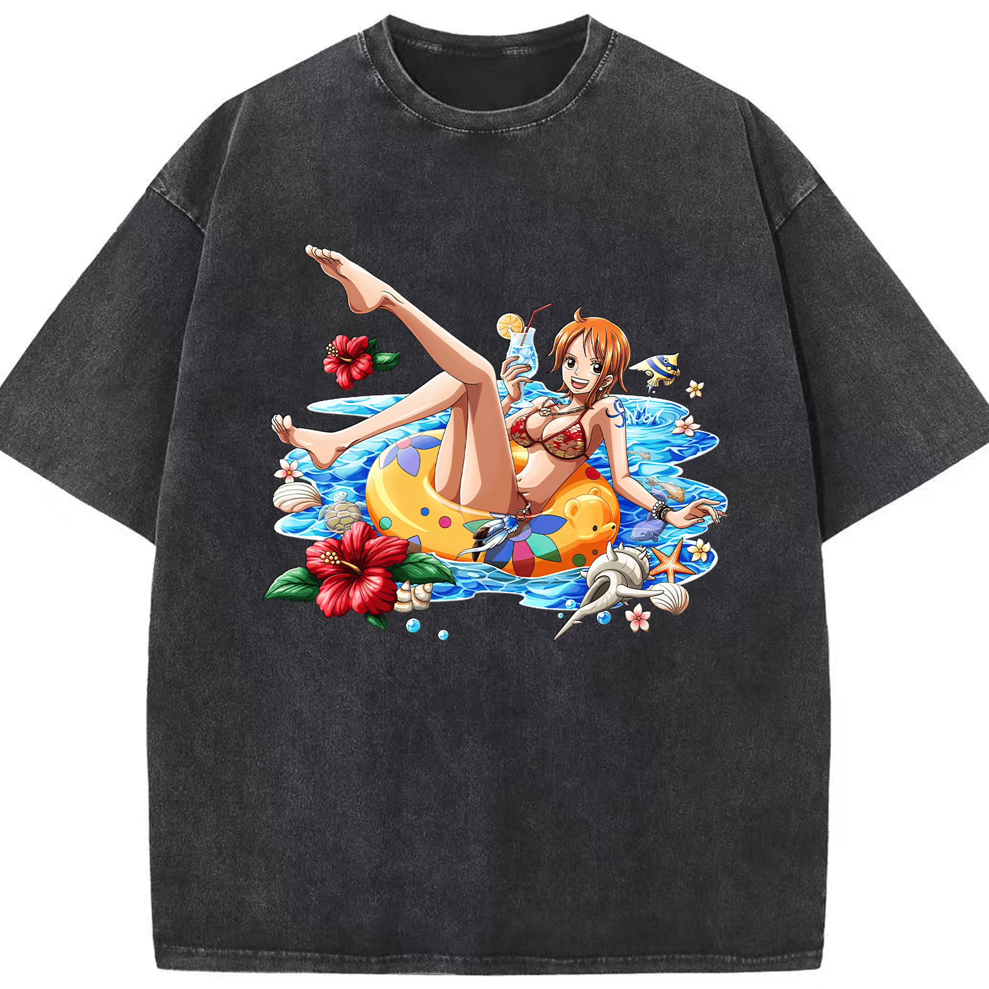 ワンピース ナミ ONE PIECE Nami 綿100% ヴィンテージ風 半袖Tシャツ（フロントプリント）