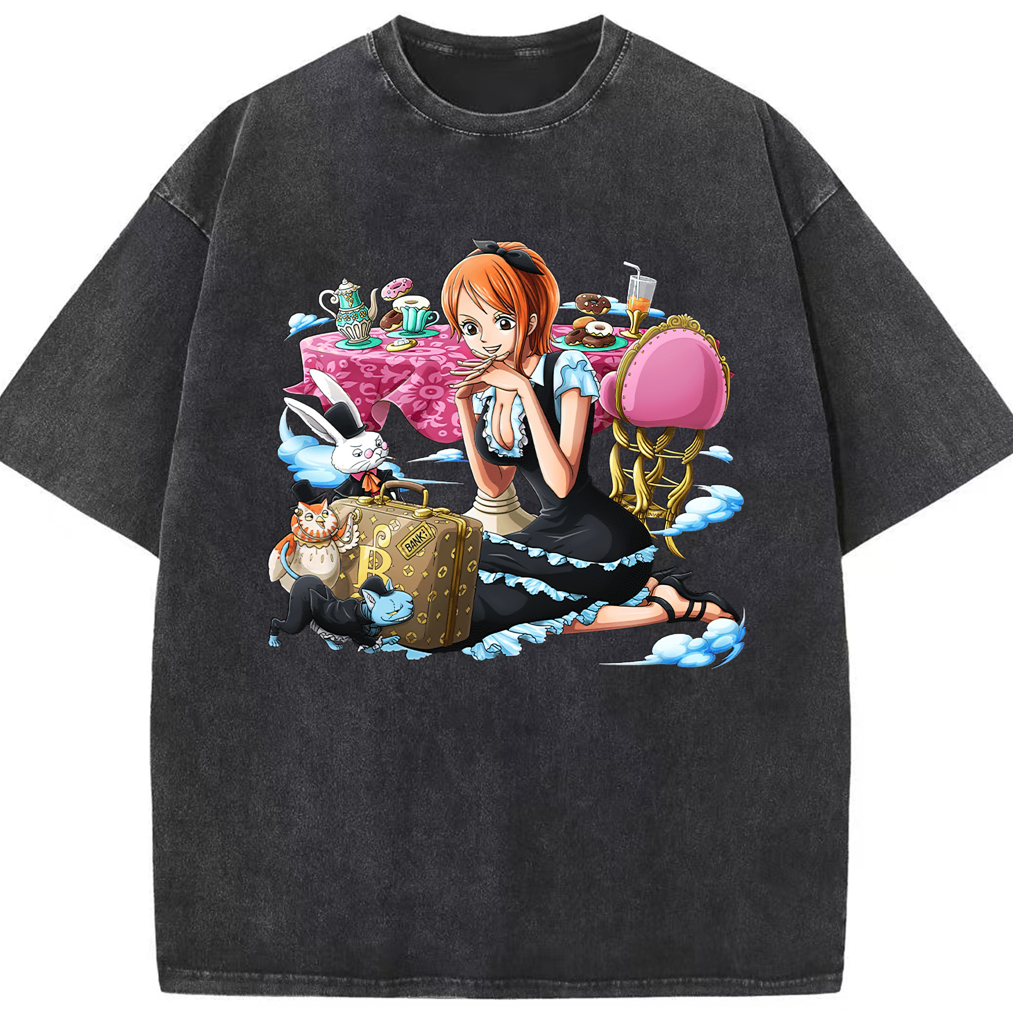 ワンピース ナミ ONE PIECE Nami 綿100% ヴィンテージ風 半袖Tシャツ（フロントプリント）
