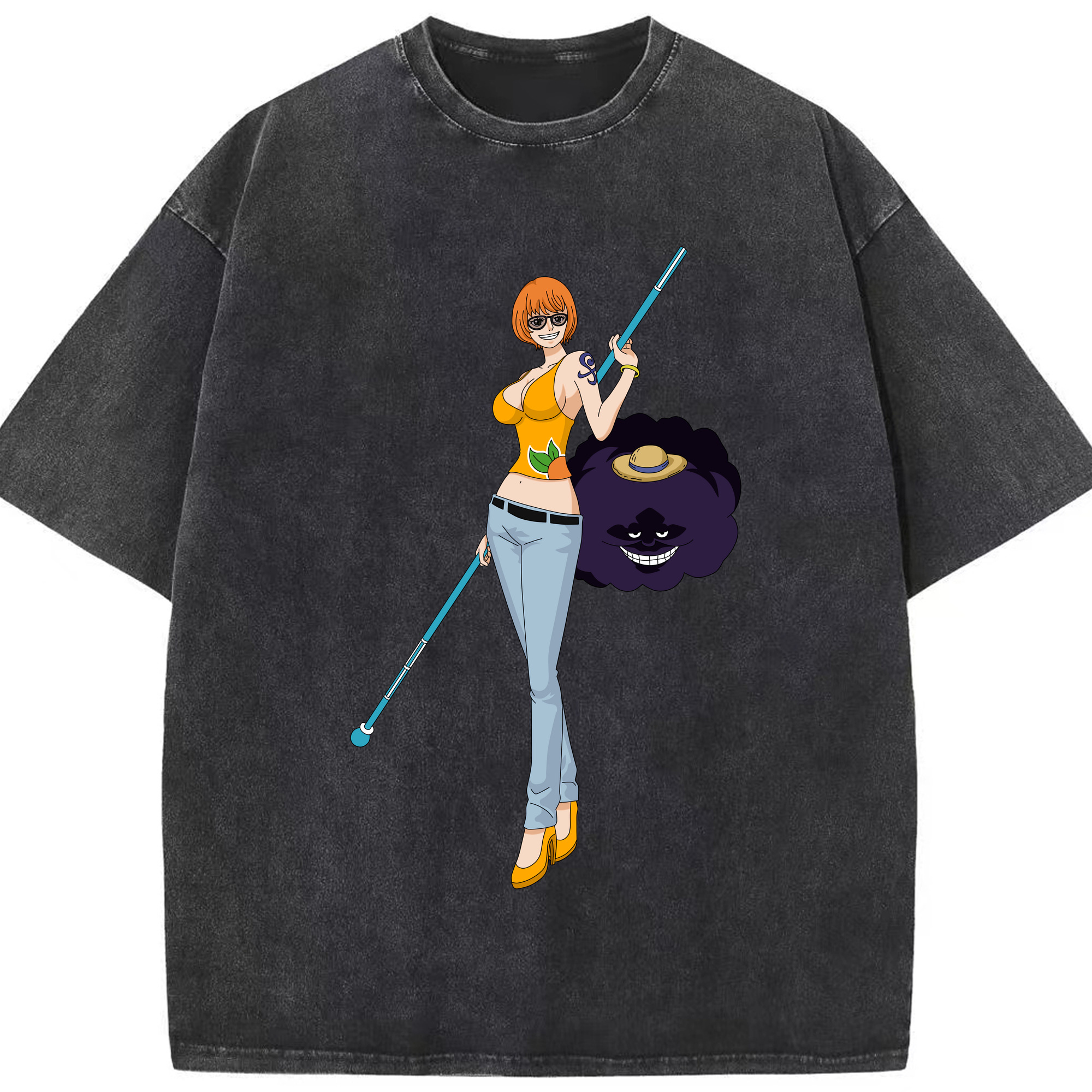 ワンピース ナミ ONE PIECE Nami 綿100% ヴィンテージ風 半袖Tシャツ（フロントプリント）