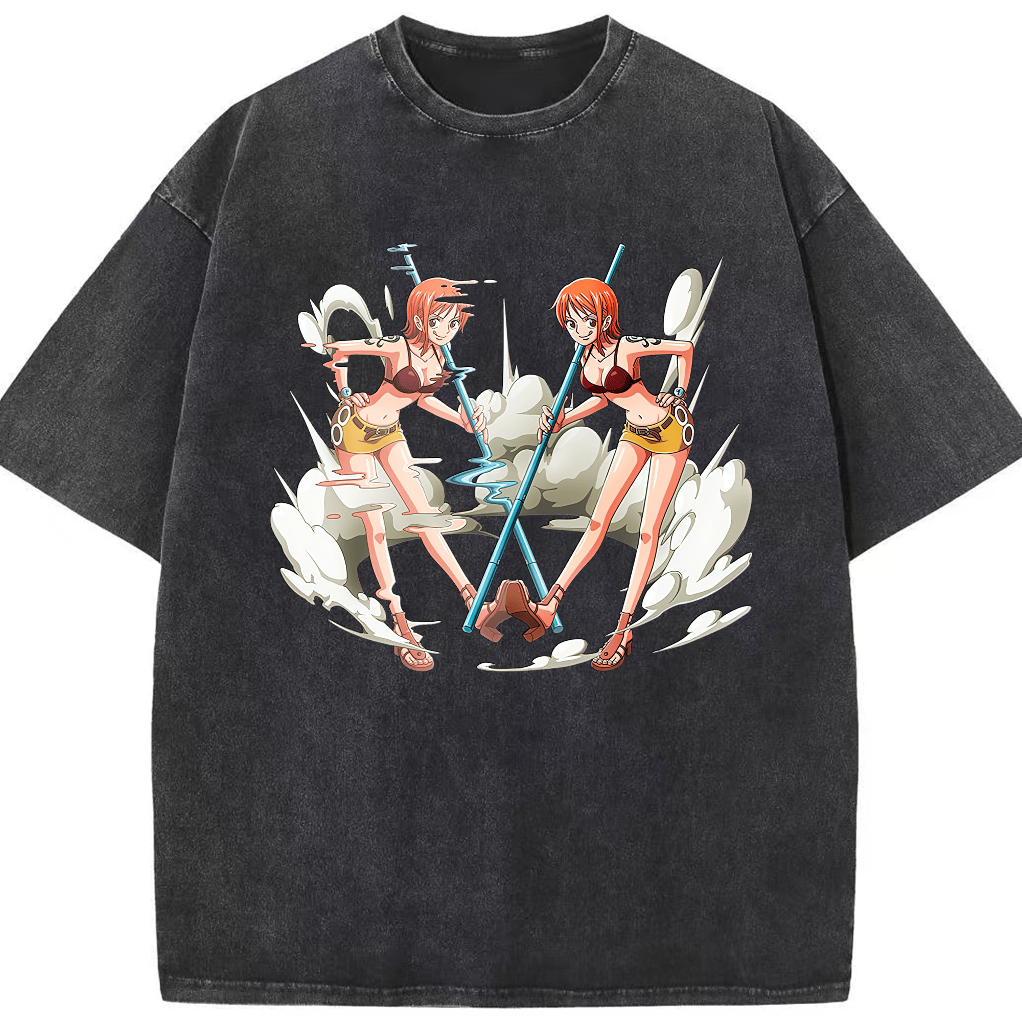 ワンピース ナミ ONE PIECE Nami 綿100% ヴィンテージ風 半袖Tシャツ（フロントプリント）