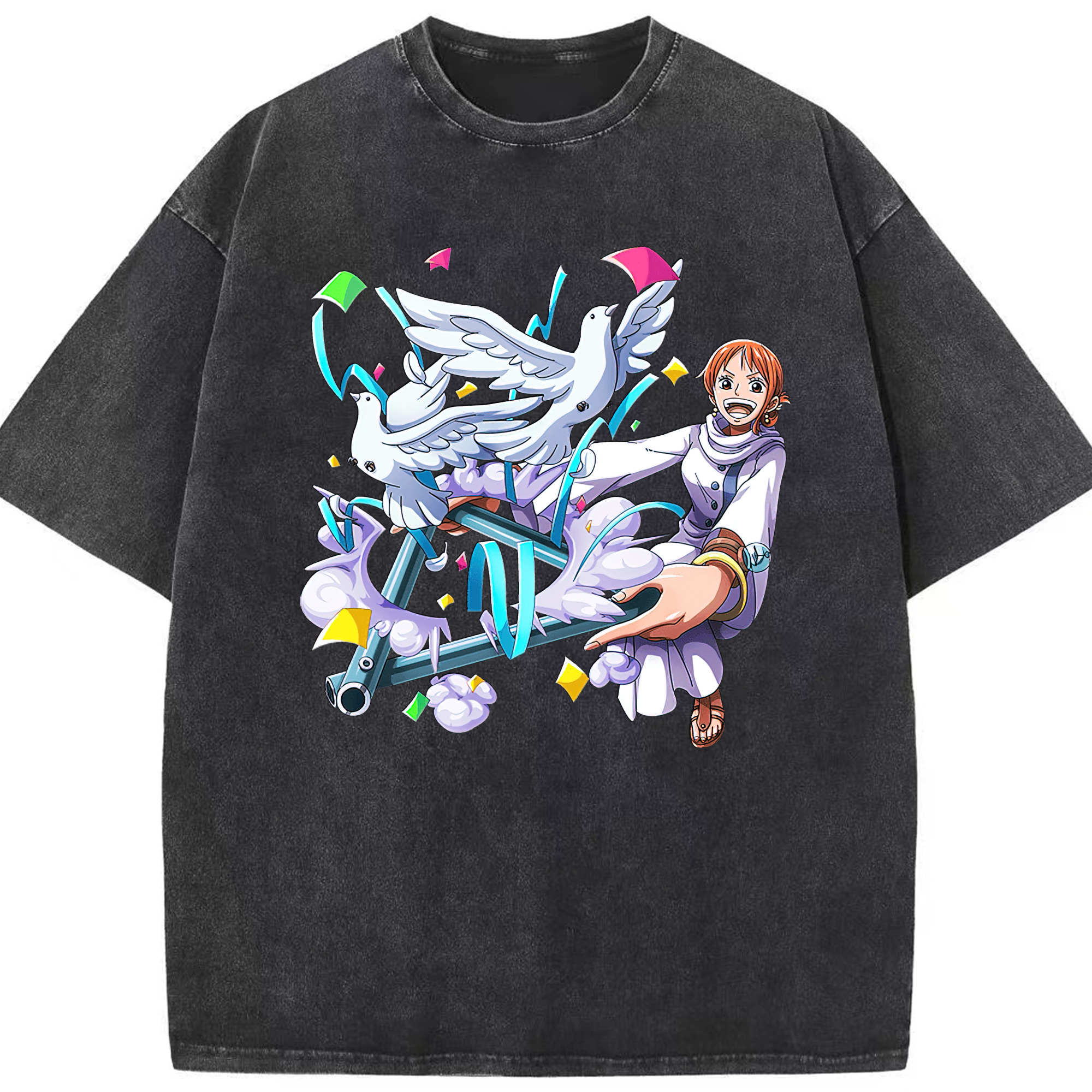 ワンピース ナミ ONE PIECE Nami 綿100% ヴィンテージ風 半袖Tシャツ（フロントプリント）
