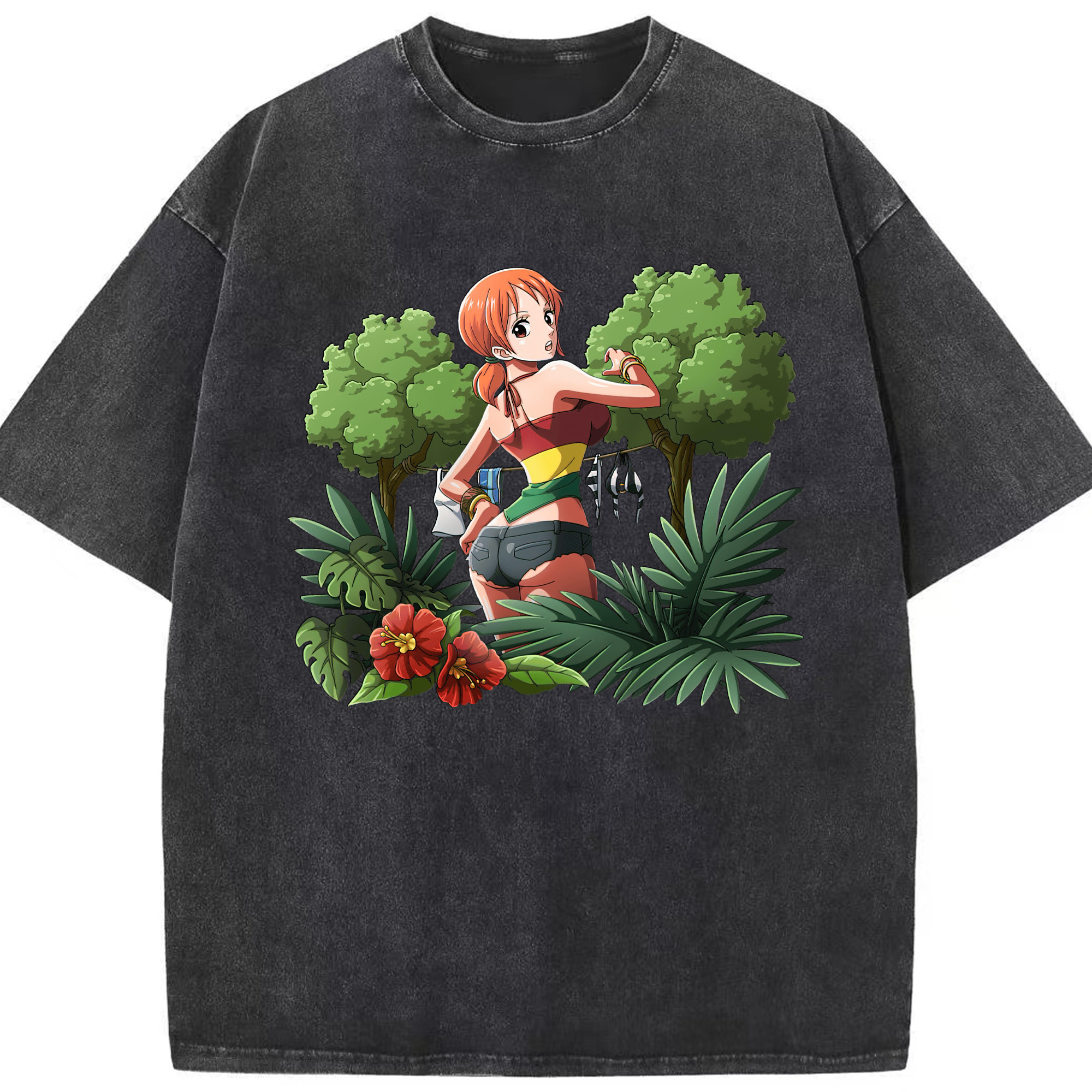 ワンピース ナミ ONE PIECE Nami 綿100% ヴィンテージ風 半袖Tシャツ（フロントプリント）