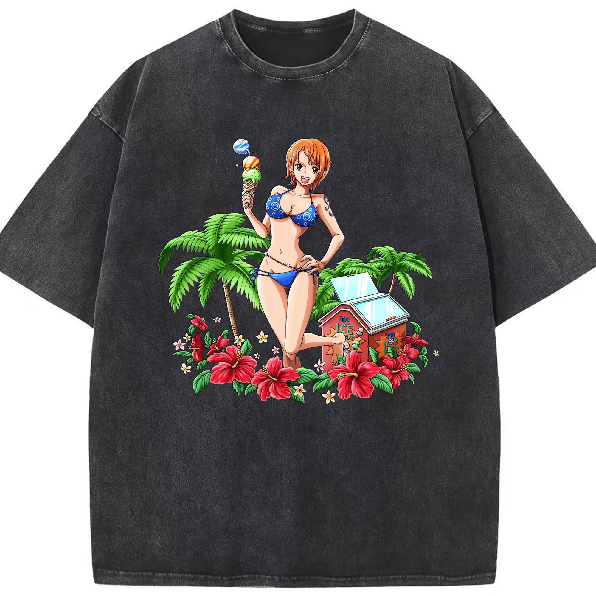 ワンピース ナミ ONE PIECE Nami 綿100% ヴィンテージ風 半袖Tシャツ（フロントプリント）