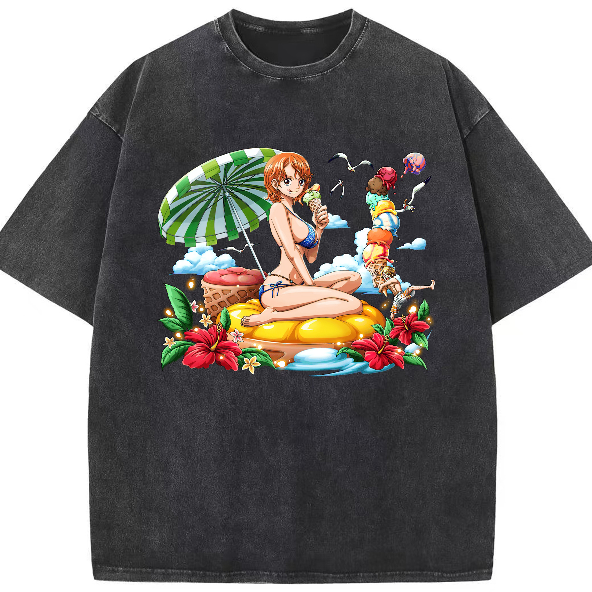 ワンピース ナミ ONE PIECE Nami 綿100% ヴィンテージ風 半袖Tシャツ（フロントプリント）
