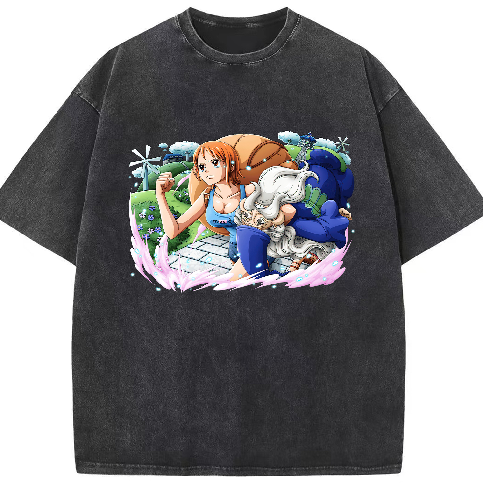 ワンピース ナミ ONE PIECE Nami 綿100% ヴィンテージ風 半袖Tシャツ（フロントプリント）