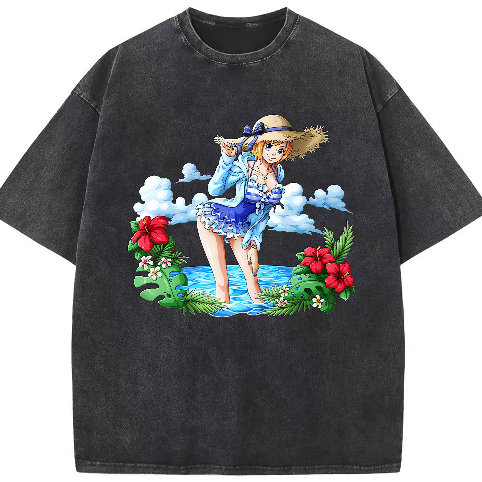 ワンピース ナミ ONE PIECE Nami 綿100% ヴィンテージ風 半袖Tシャツ（フロントプリント）
