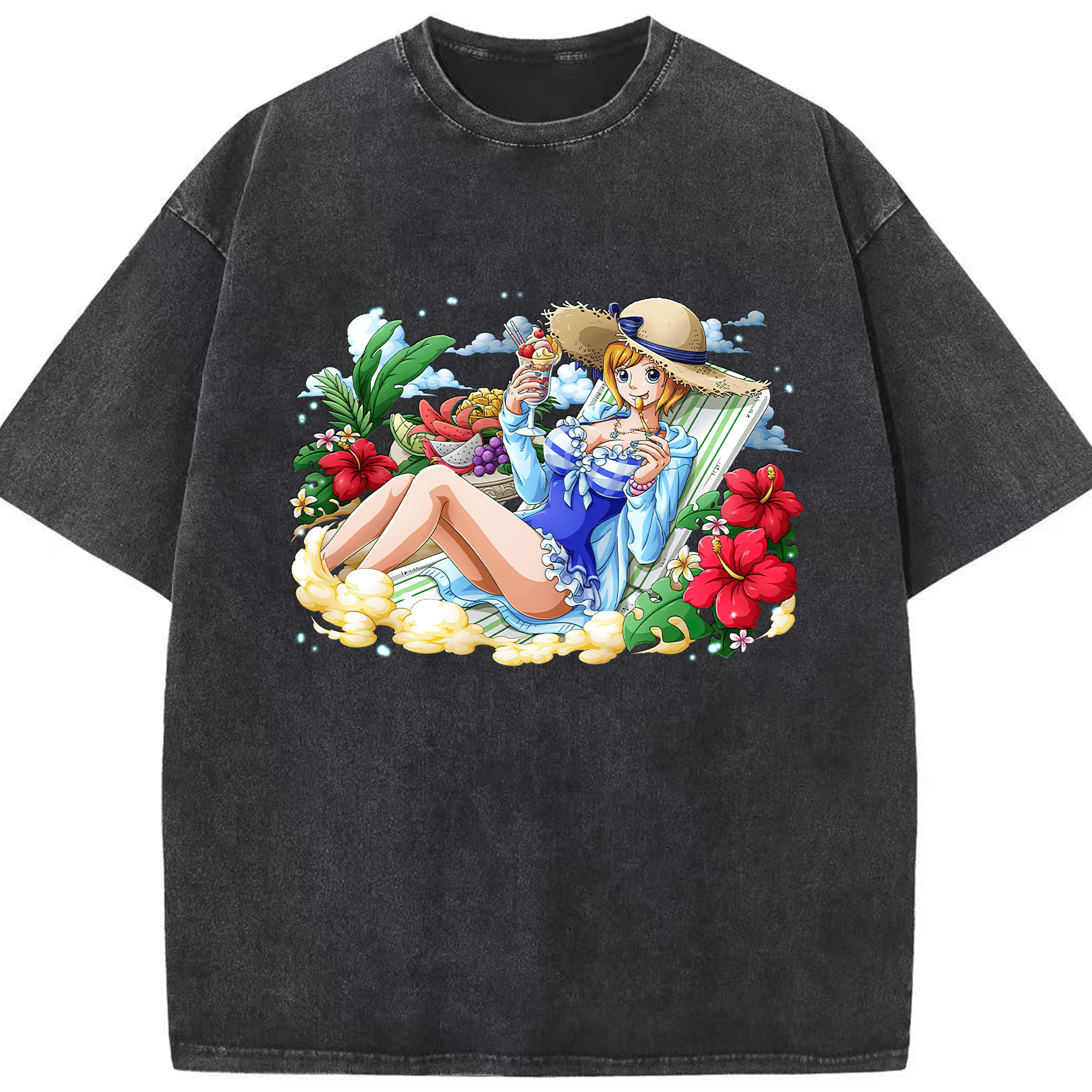 ワンピース ナミ ONE PIECE Nami 綿100% ヴィンテージ風 半袖Tシャツ（フロントプリント）