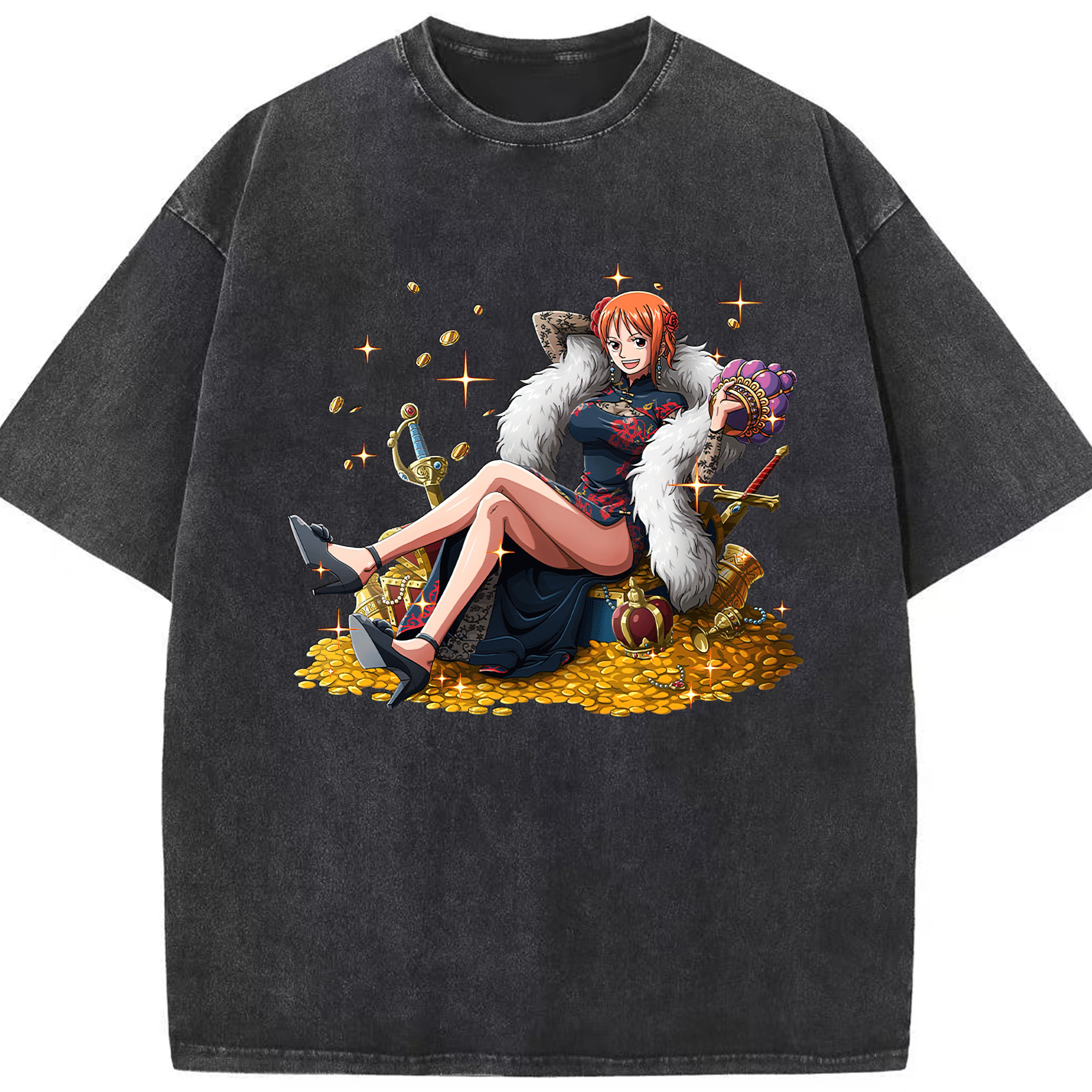 ワンピース ナミ ONE PIECE Nami 綿100% ヴィンテージ風 半袖Tシャツ（フロントプリント）