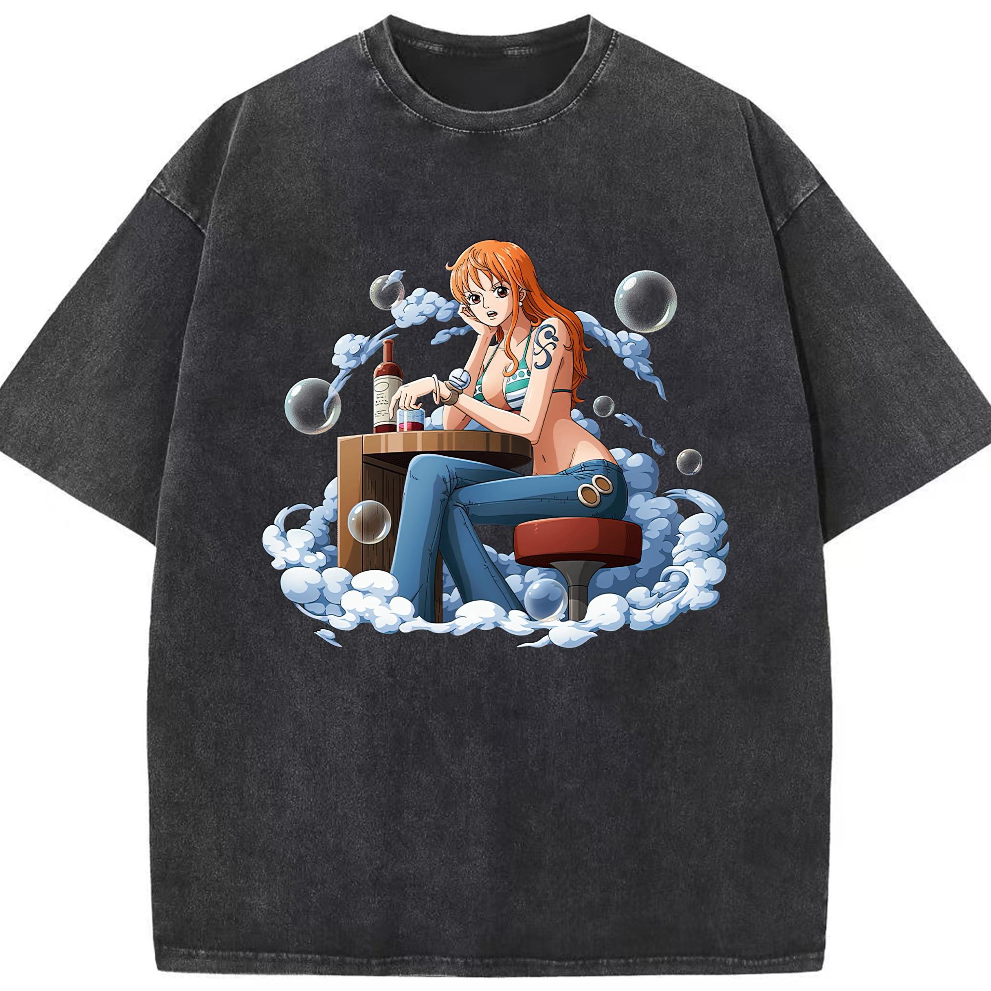 ワンピース ナミ ONE PIECE Nami 綿100% ヴィンテージ風 半袖Tシャツ（フロントプリント）