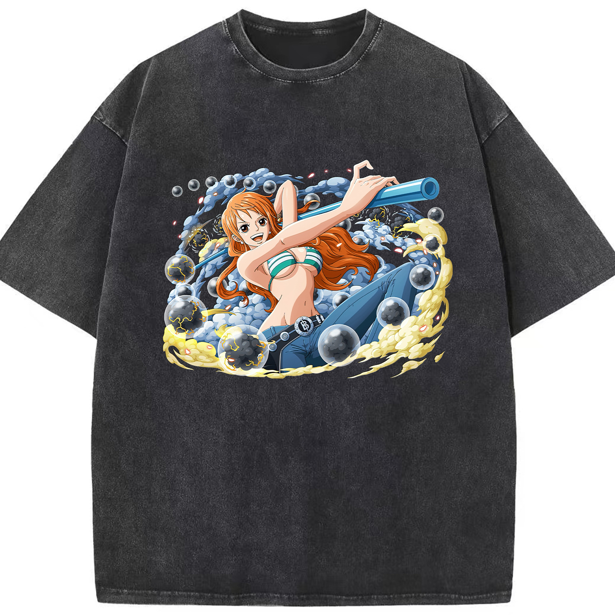 ワンピース ナミ ONE PIECE Nami 綿100% ヴィンテージ風 半袖Tシャツ（フロントプリント）