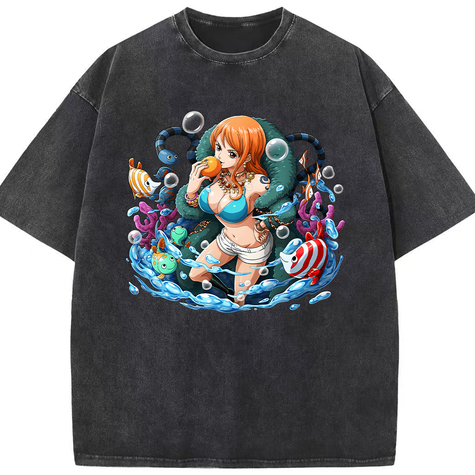 ワンピース ナミ ONE PIECE Nami 綿100% ヴィンテージ風 半袖Tシャツ（フロントプリント）
