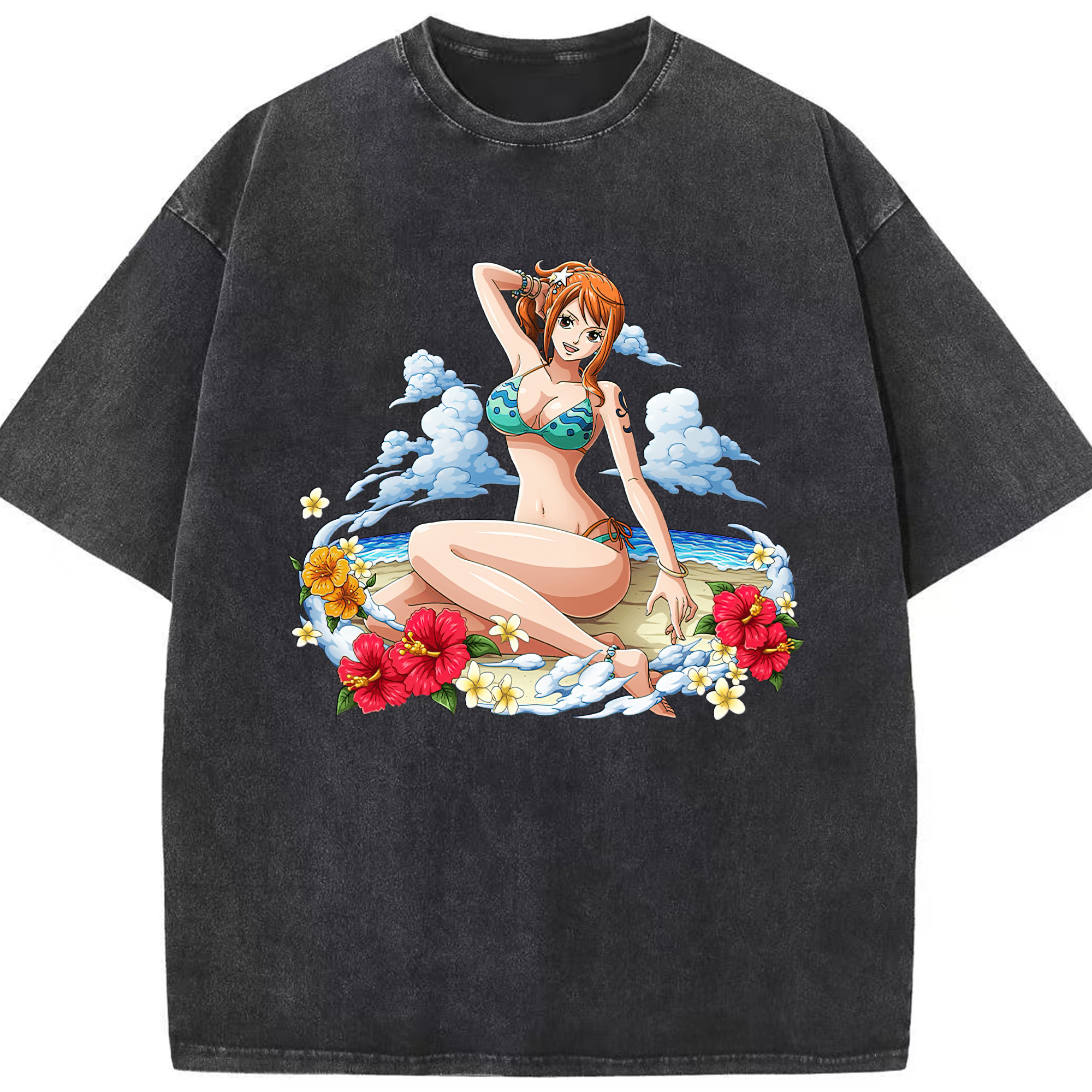 ワンピース ナミ ONE PIECE Nami 綿100% ヴィンテージ風 半袖Tシャツ（フロントプリント）