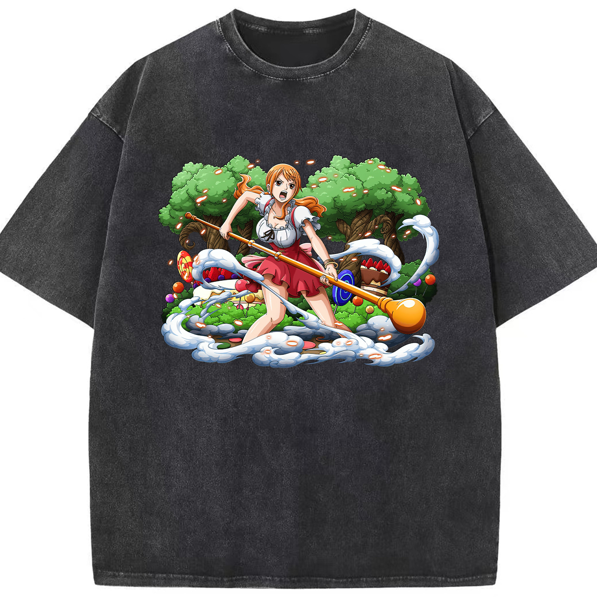 ワンピース ナミ ONE PIECE Nami 綿100% ヴィンテージ風 半袖Tシャツ（フロントプリント）