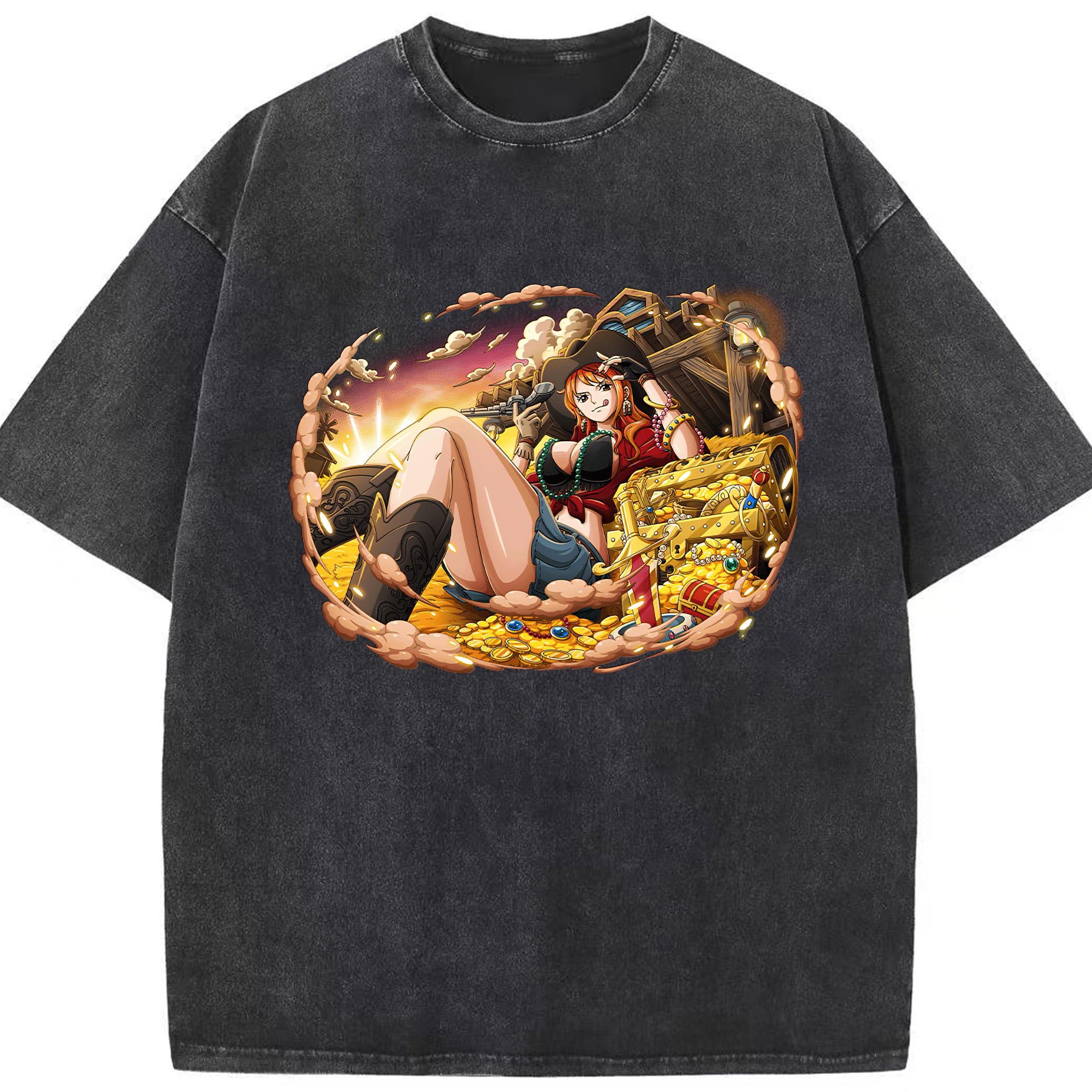 ワンピース ナミ ONE PIECE Nami 綿100% ヴィンテージ風 半袖Tシャツ（フロントプリント）