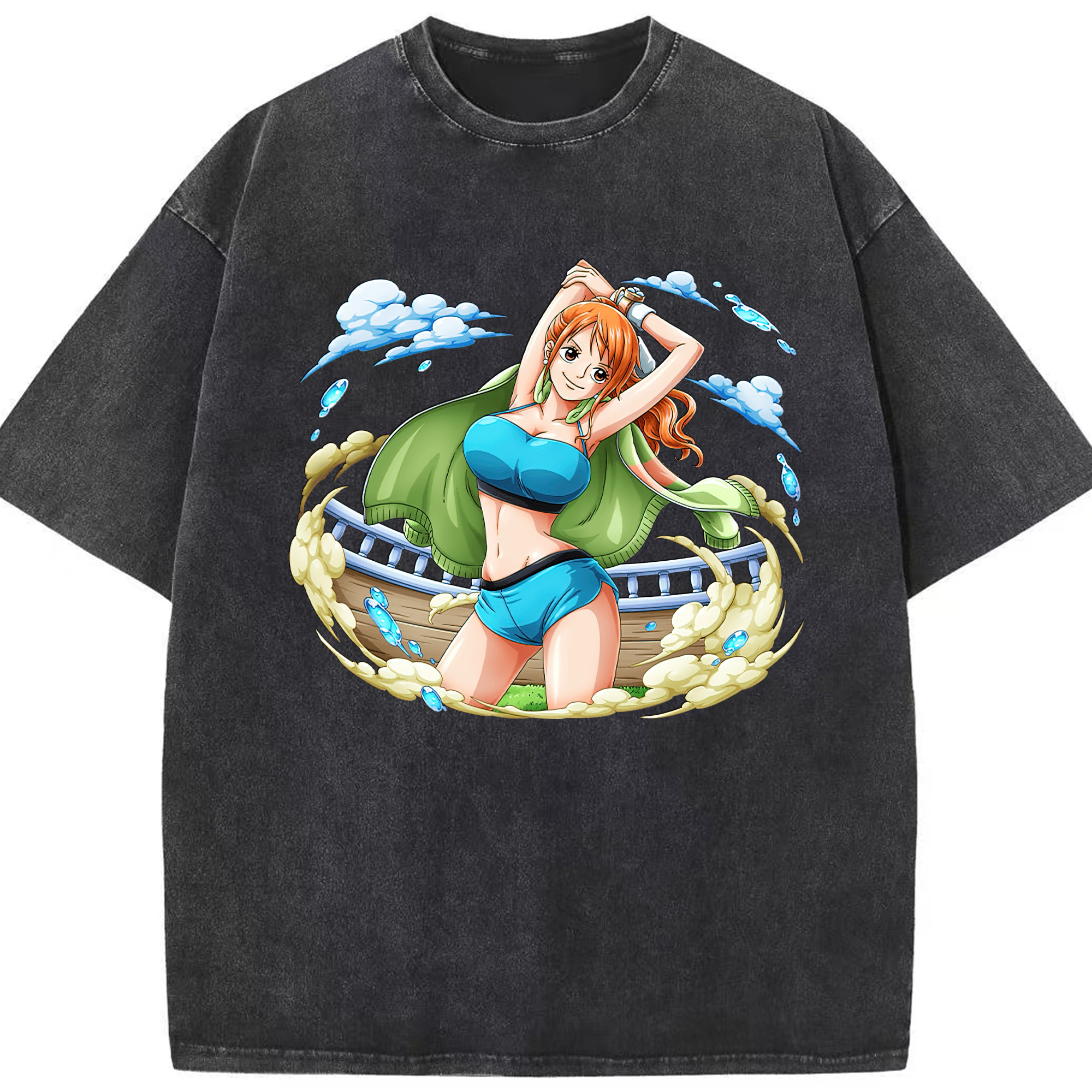 ワンピース ナミ ONE PIECE Nami 綿100% ヴィンテージ風 半袖Tシャツ（フロントプリント）