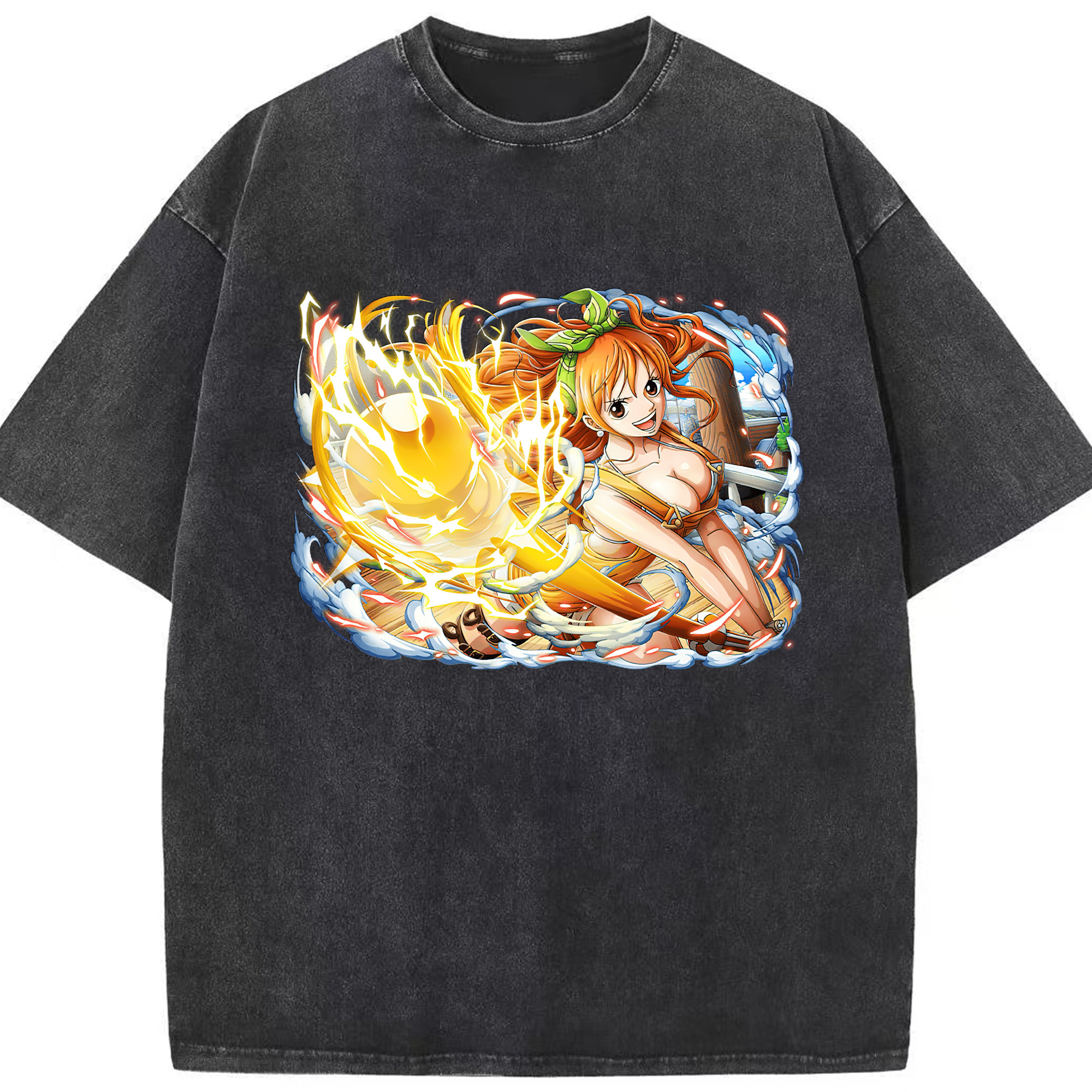 ワンピース ナミ ONE PIECE Nami 綿100% ヴィンテージ風 半袖Tシャツ（フロントプリント）