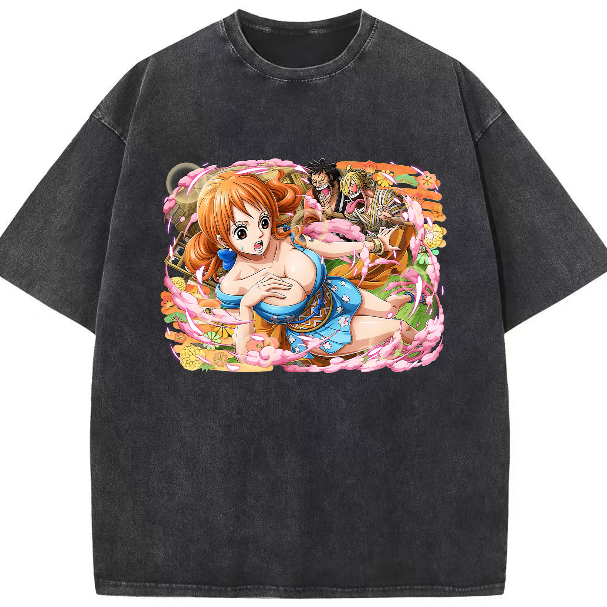 ワンピース ナミ ONE PIECE Nami 綿100% ヴィンテージ風 半袖Tシャツ（フロントプリント）