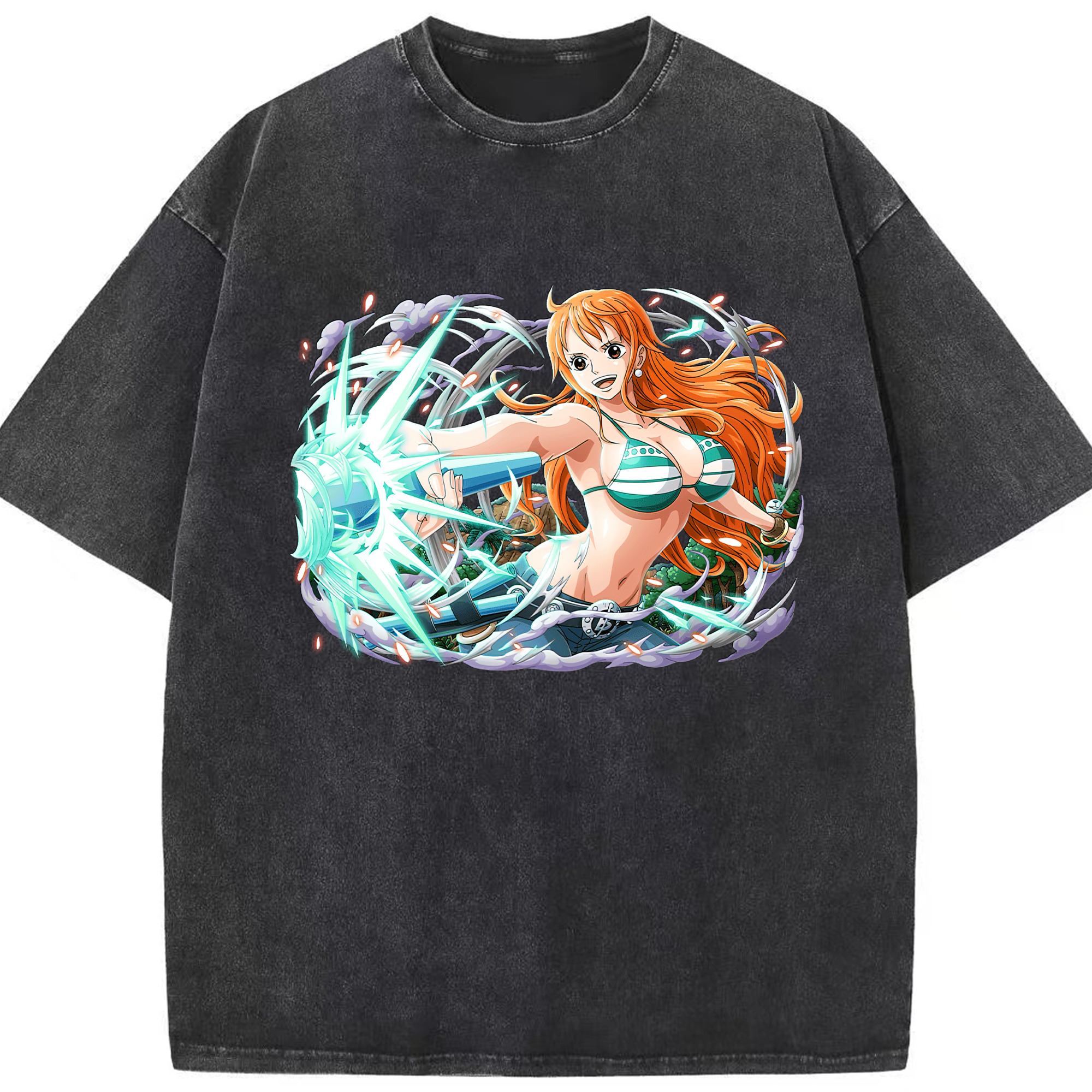 ワンピース ナミ ONE PIECE Nami 綿100% ヴィンテージ風 半袖Tシャツ（フロントプリント）