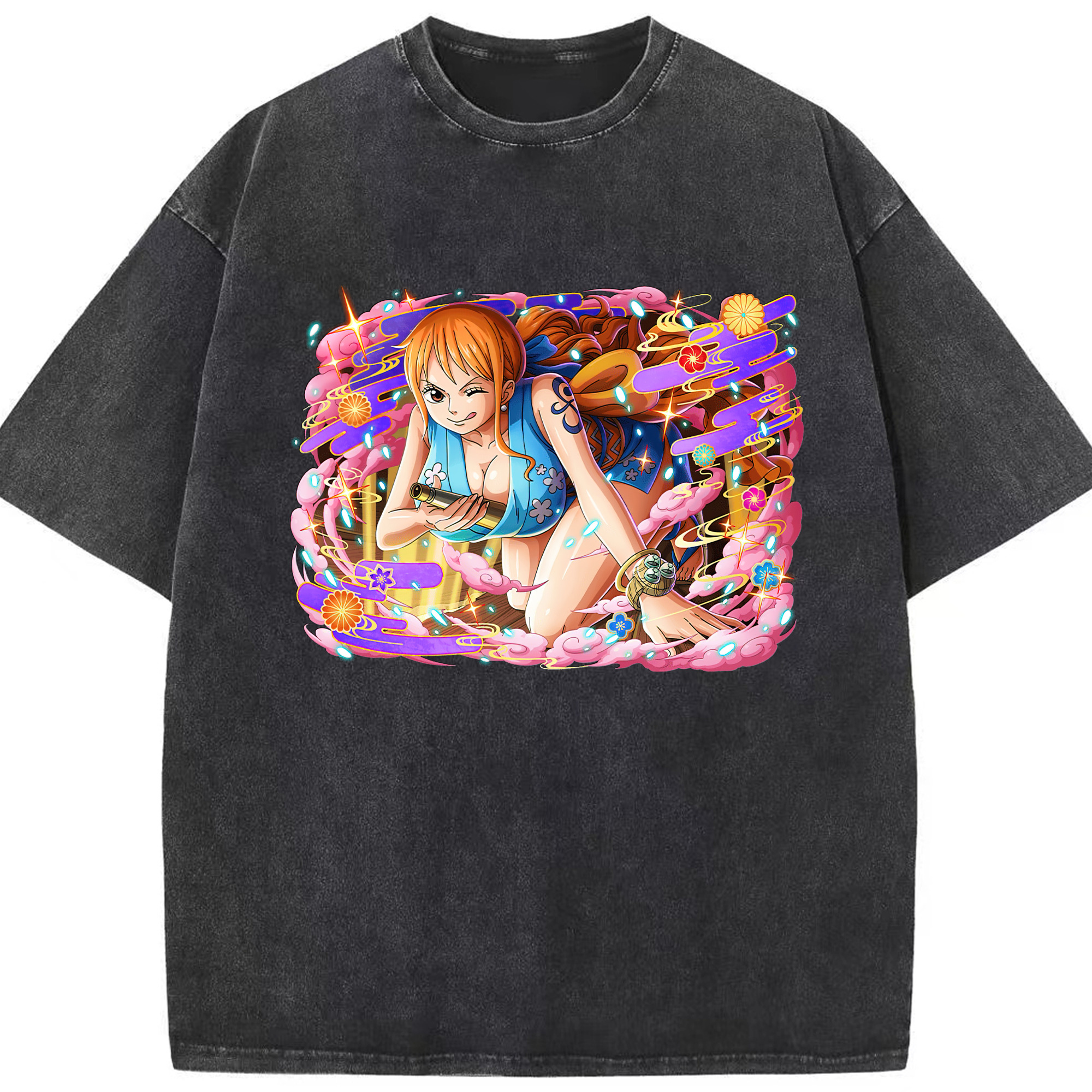 ワンピース ナミ ONE PIECE Nami 綿100% ヴィンテージ風 半袖Tシャツ（フロントプリント）