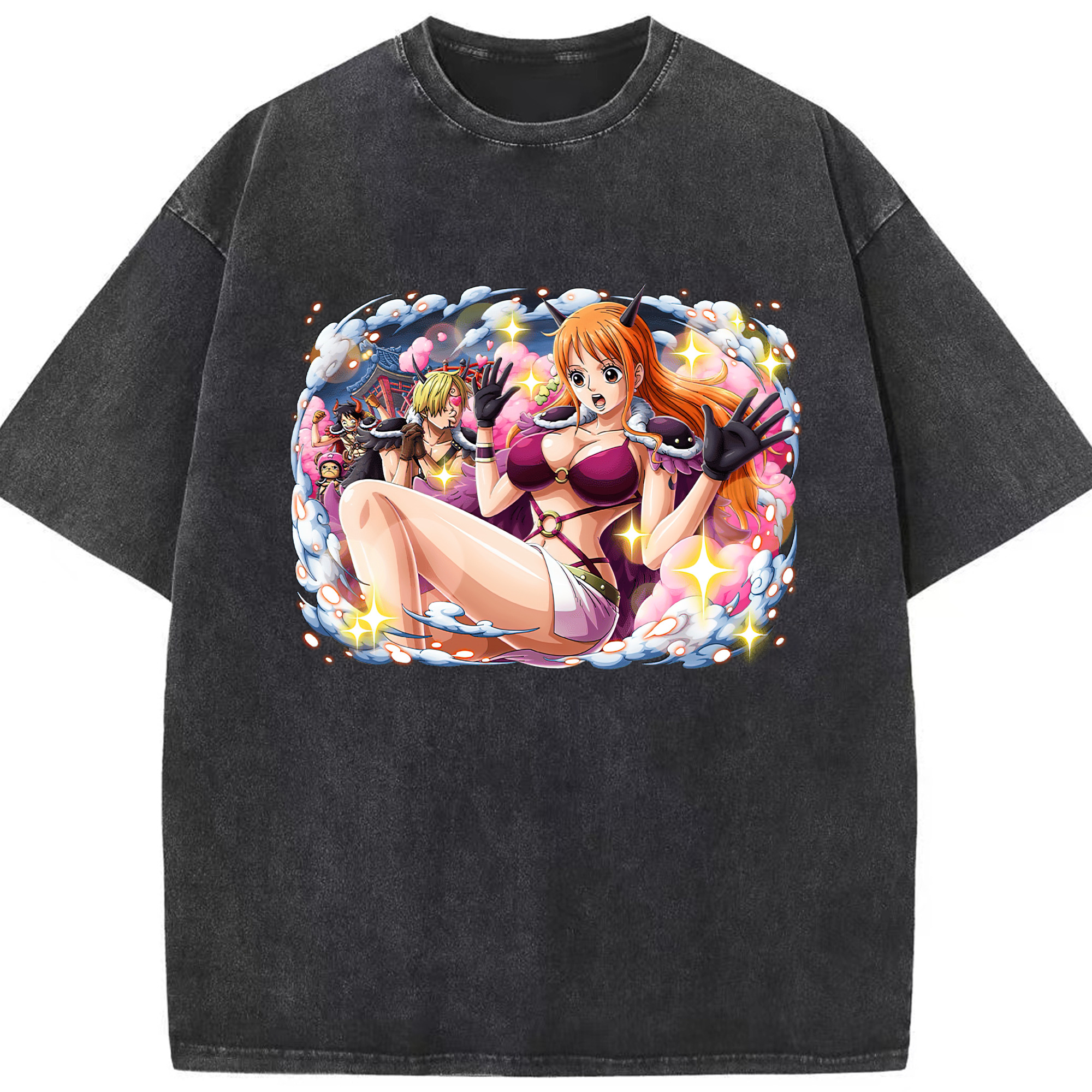 ワンピース ナミ ONE PIECE Nami 綿100% ヴィンテージ風 半袖Tシャツ（フロントプリント）