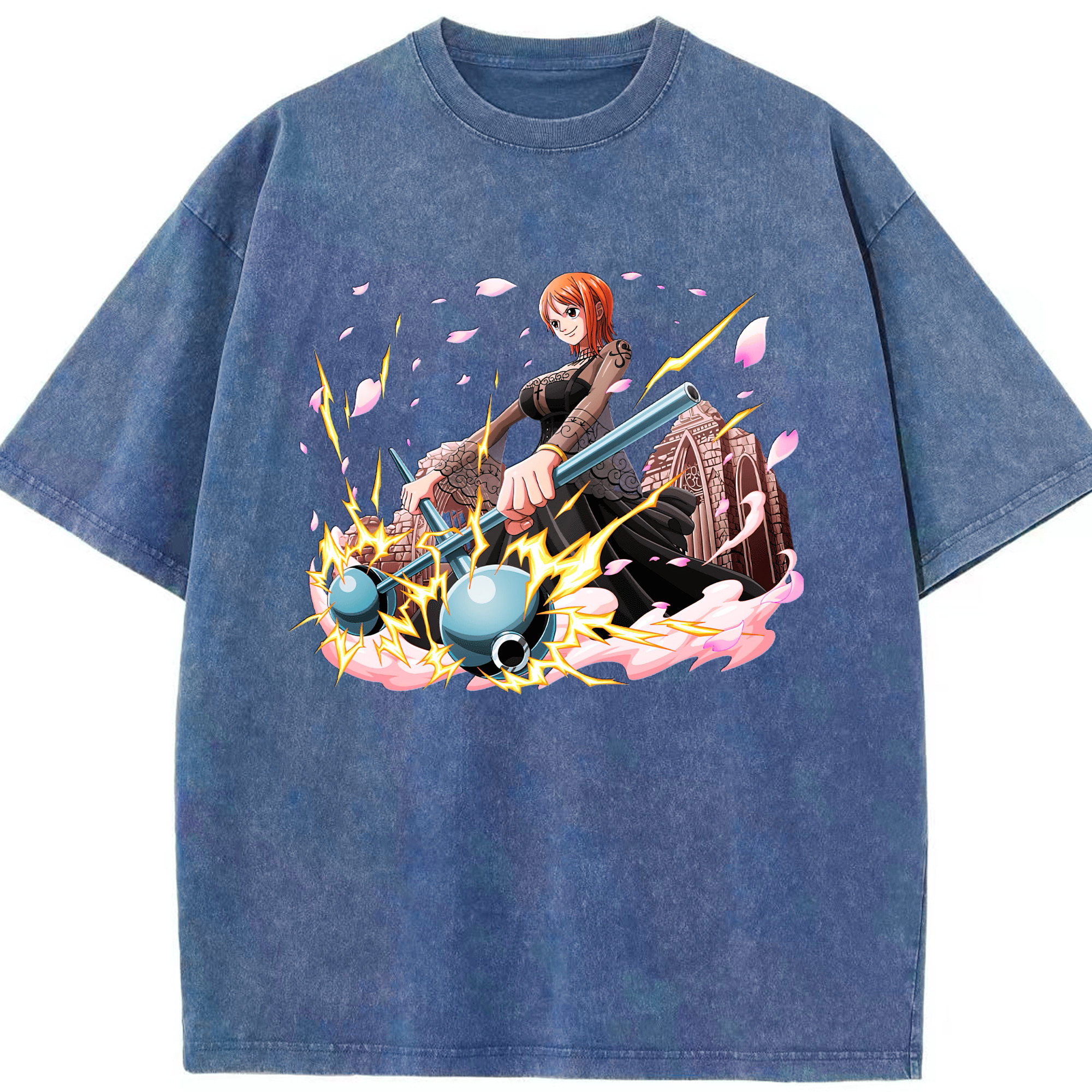 ワンピース ナミ ONE PIECE Nami 綿100% ヴィンテージ風 半袖Tシャツ（フロントプリント）