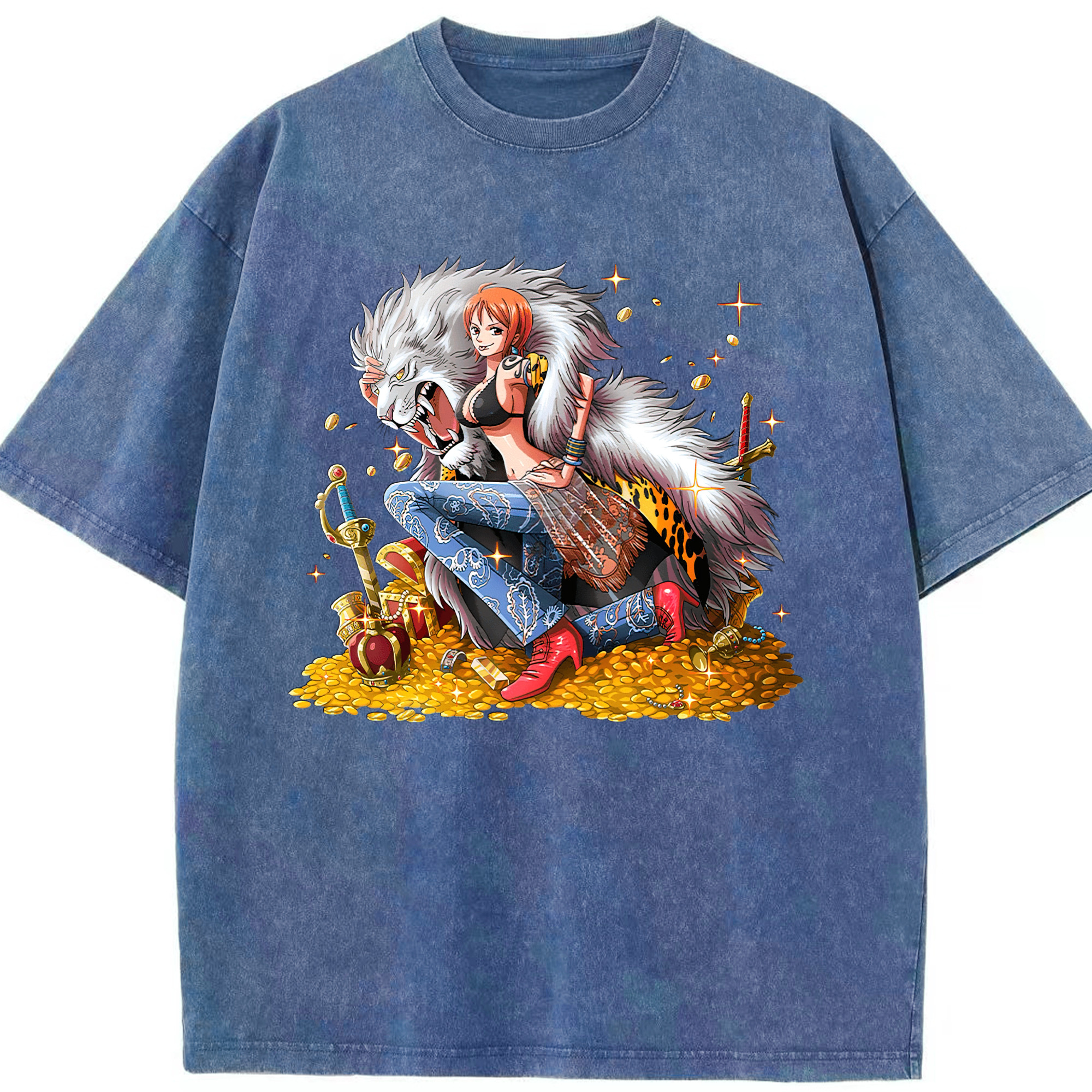 ワンピース ナミ ONE PIECE Nami 綿100% ヴィンテージ風 半袖Tシャツ（フロントプリント）