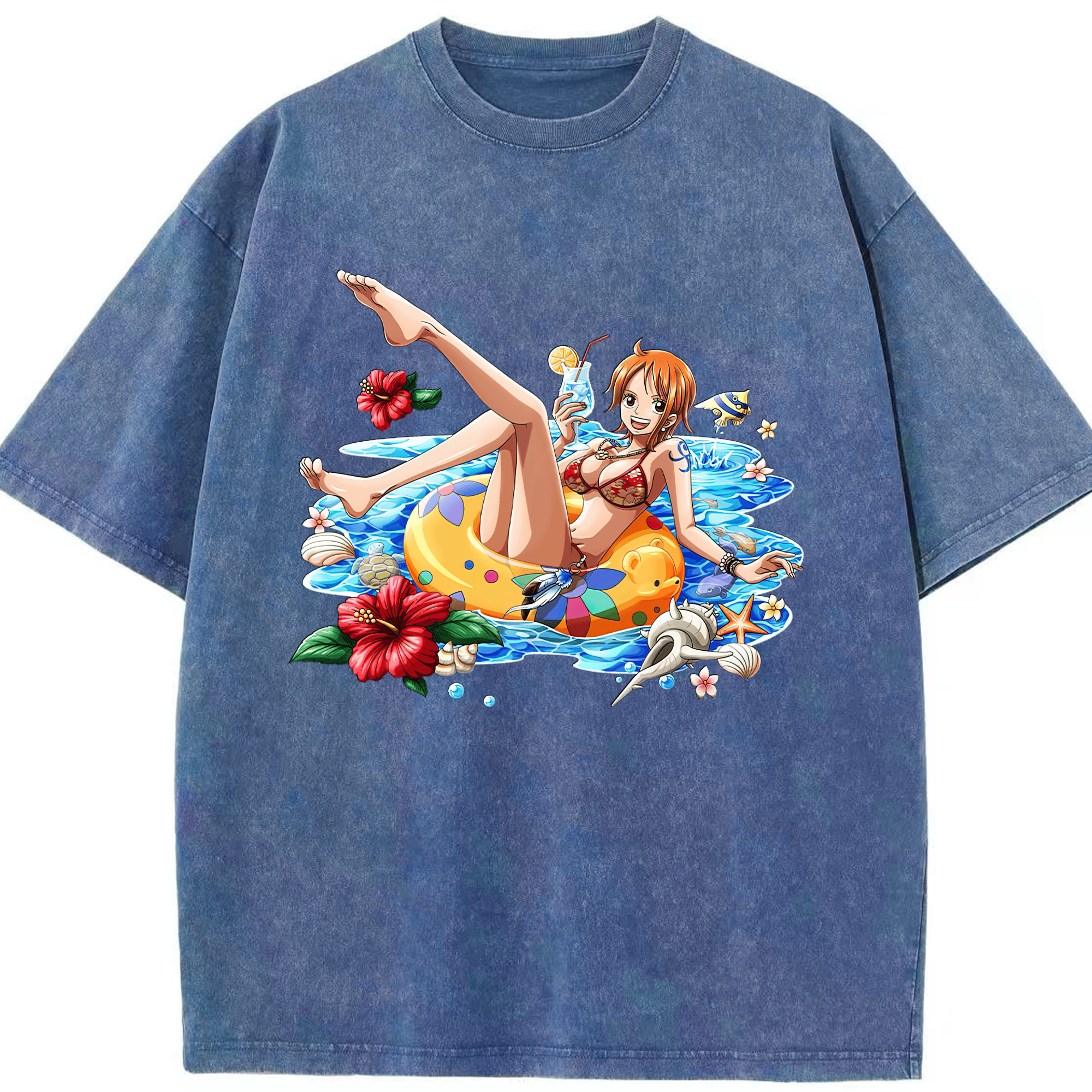 ワンピース ナミ ONE PIECE Nami 綿100% ヴィンテージ風 半袖Tシャツ（フロントプリント）