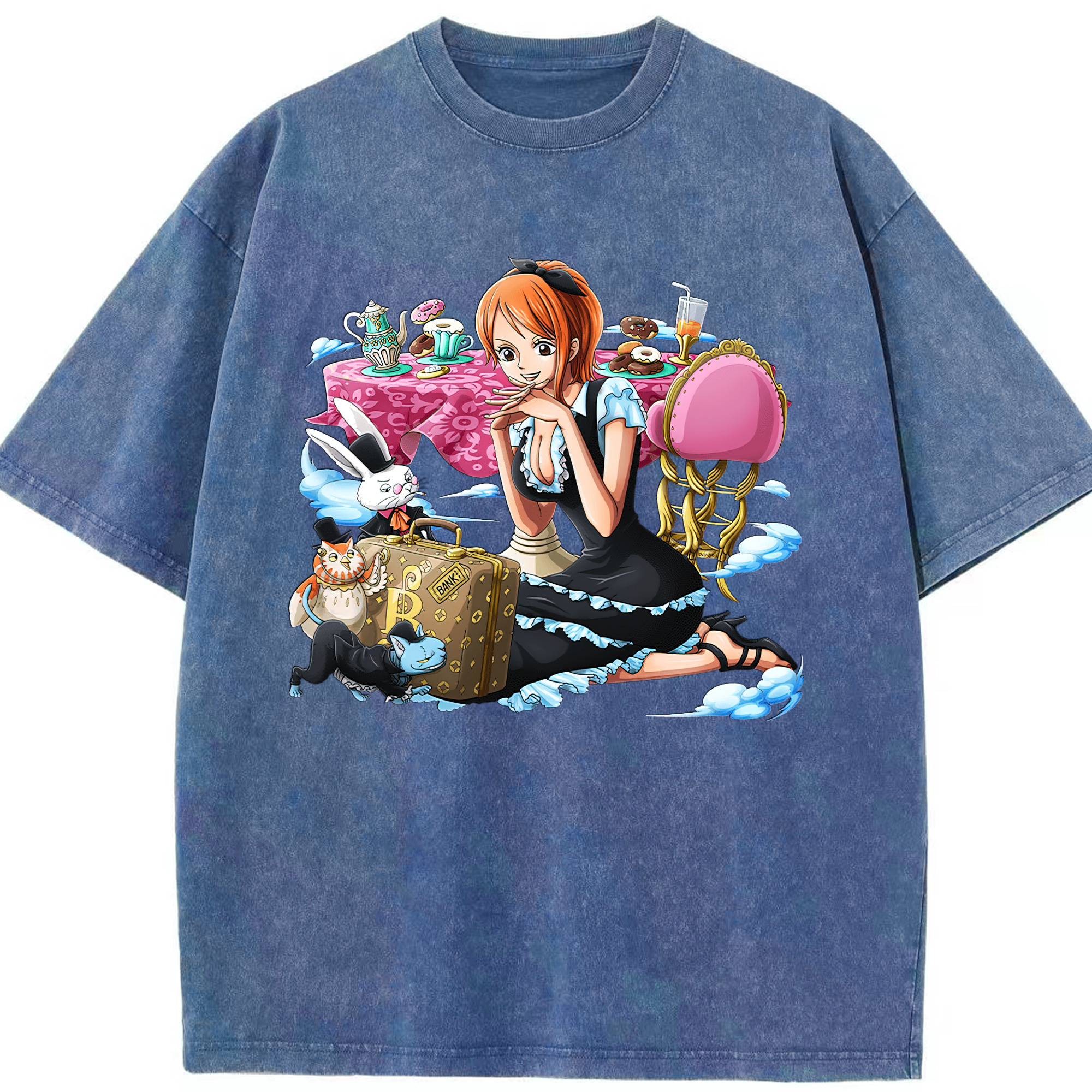 ワンピース ナミ ONE PIECE Nami 綿100% ヴィンテージ風 半袖Tシャツ（フロントプリント）