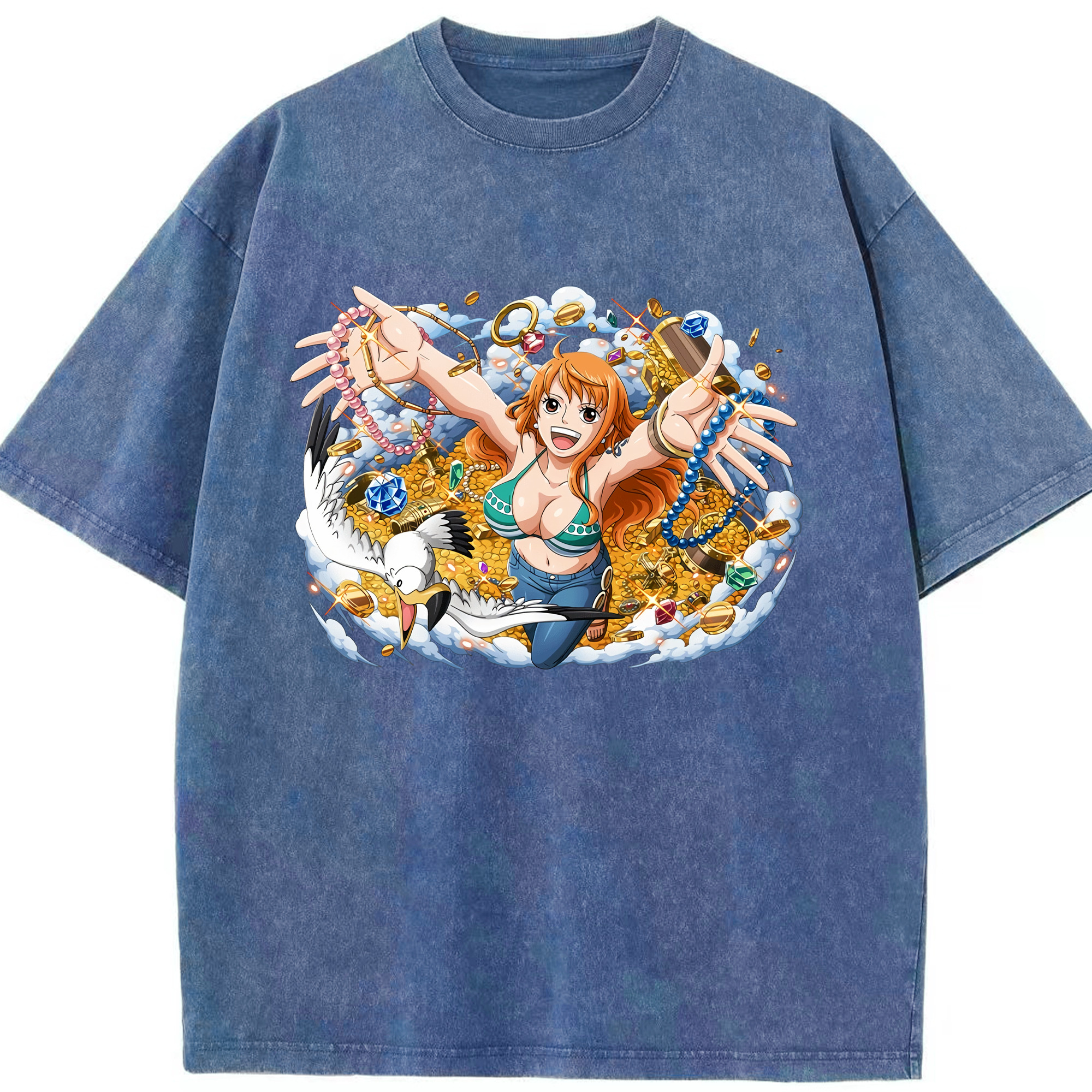 ワンピース ナミ ONE PIECE Nami 綿100% ヴィンテージ風 半袖Tシャツ（フロントプリント）