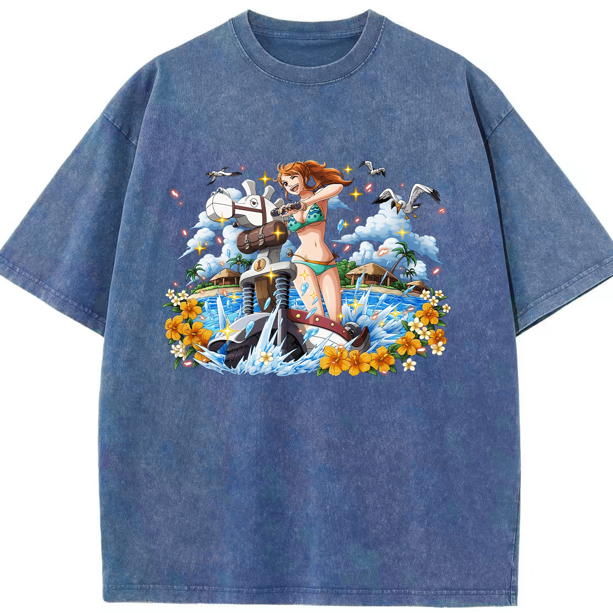 ワンピース ナミ ONE PIECE Nami 綿100% ヴィンテージ風 半袖Tシャツ（フロントプリント）